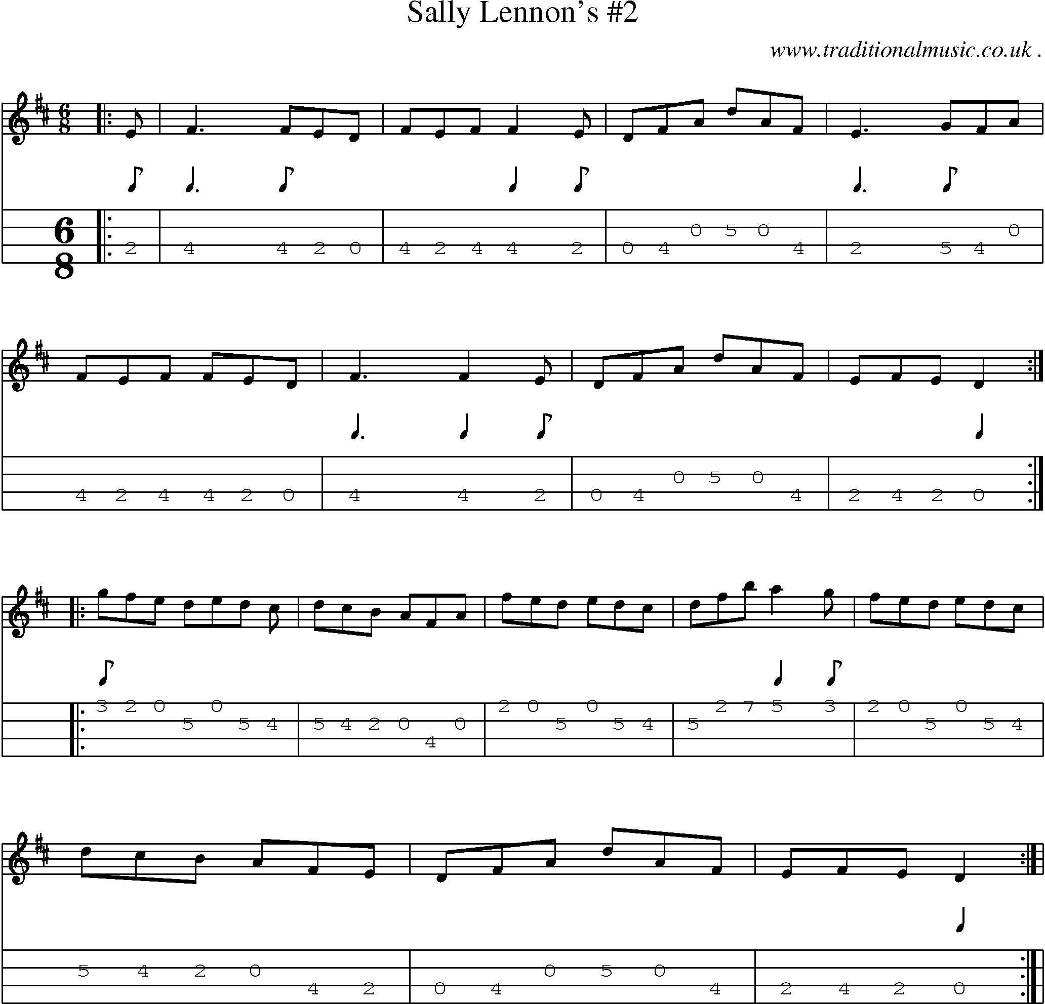 Sheet-Music and Mandolin Tabs for Sally Lennons 2