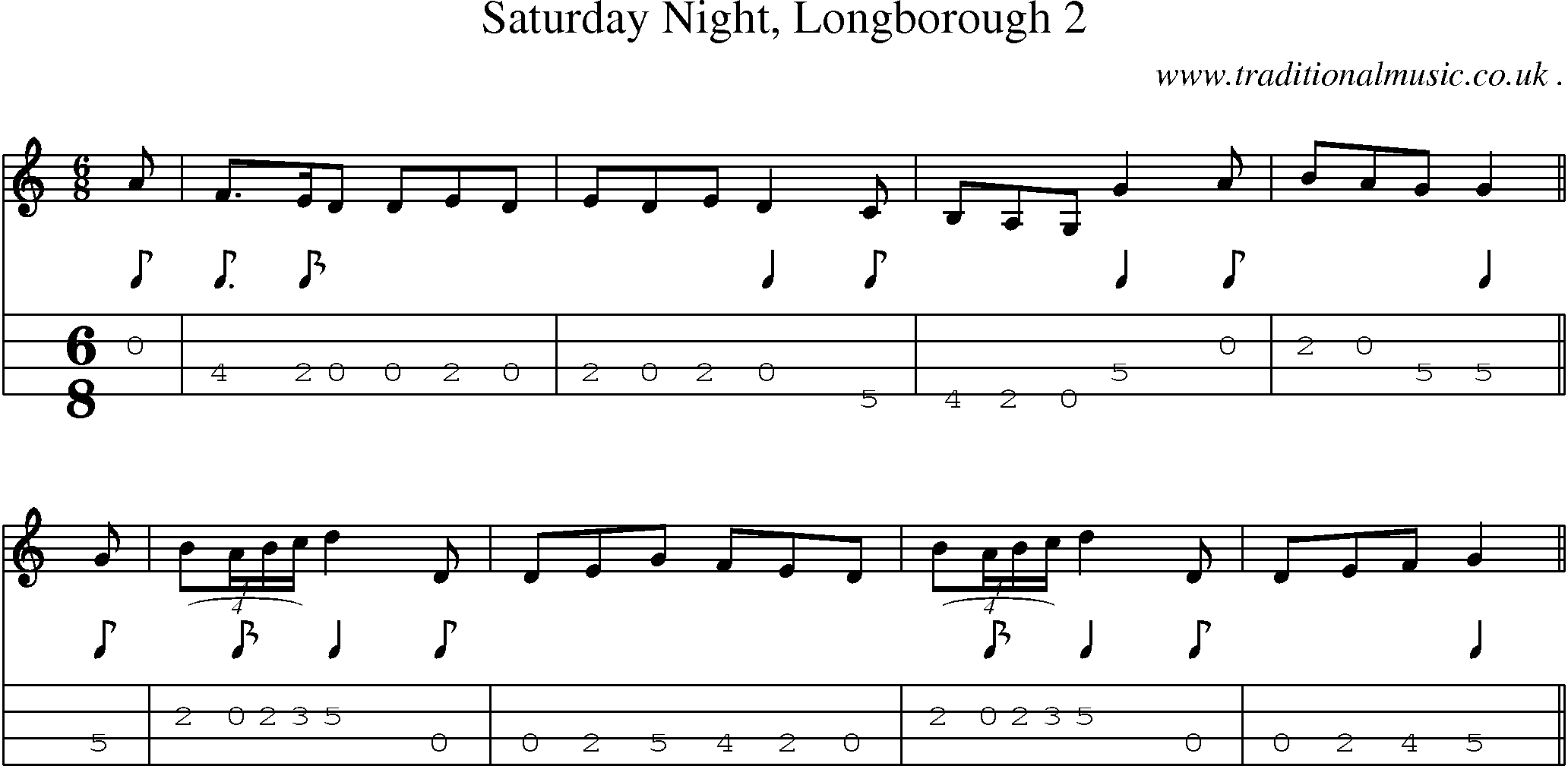 Sheet-Music and Mandolin Tabs for Saturday Night Longborough 2