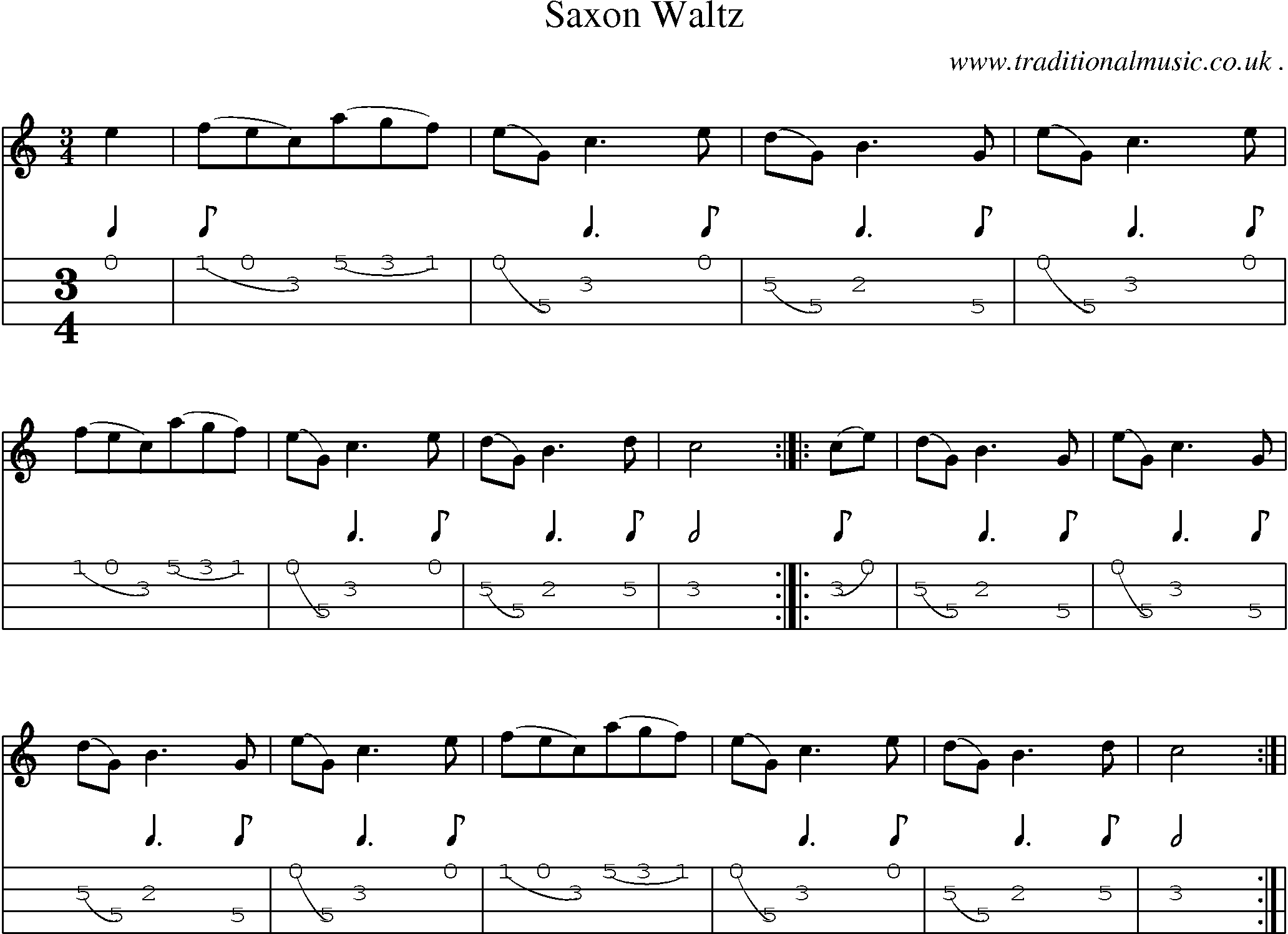 Sheet-Music and Mandolin Tabs for Saxon Waltz