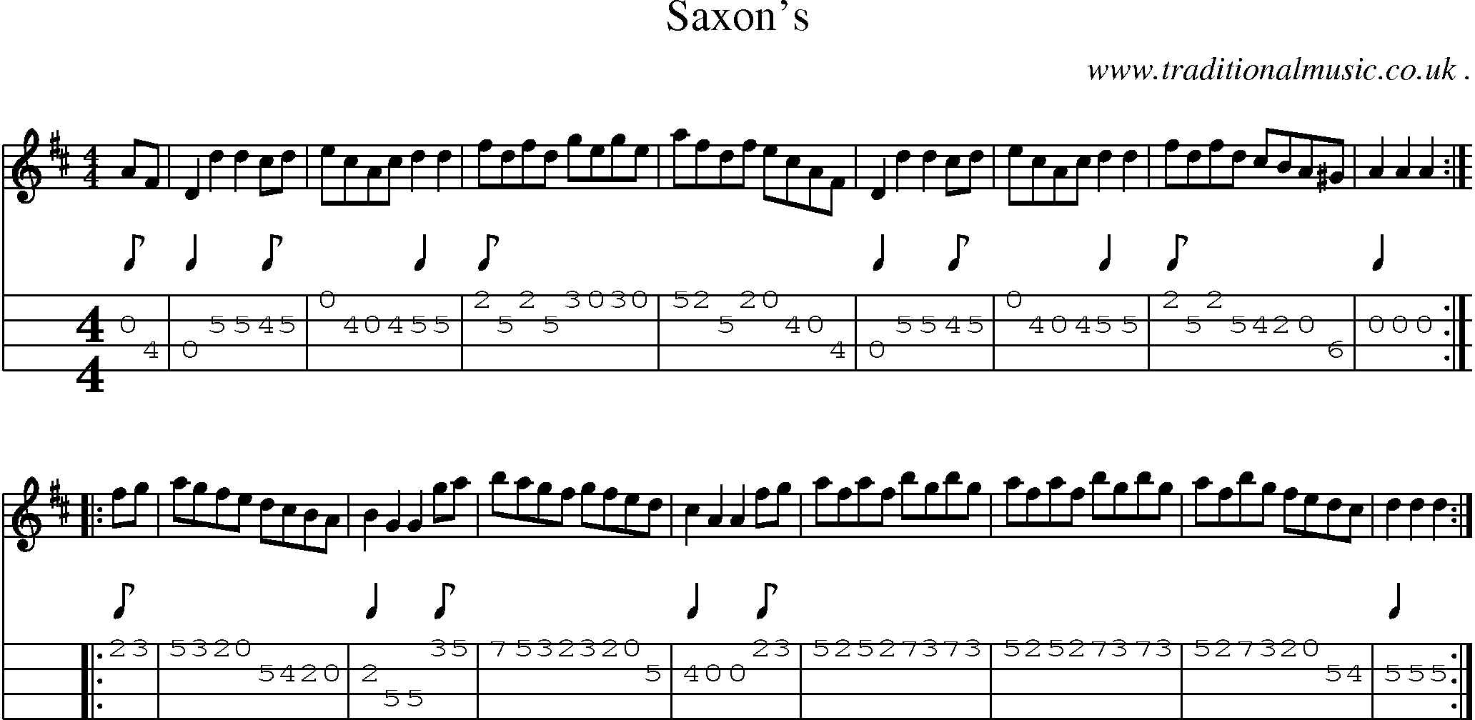 Sheet-Music and Mandolin Tabs for Saxons