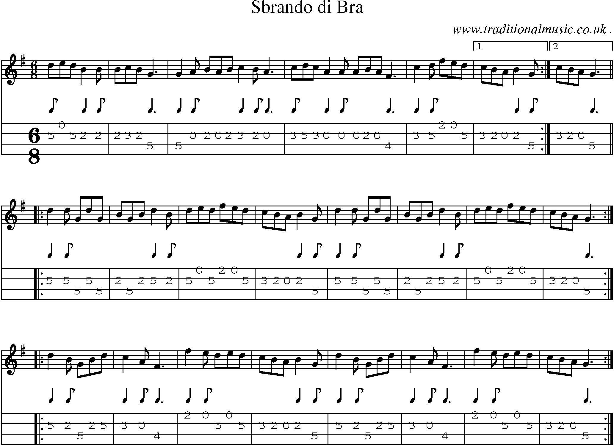 Sheet-Music and Mandolin Tabs for Sbrando Di Bra