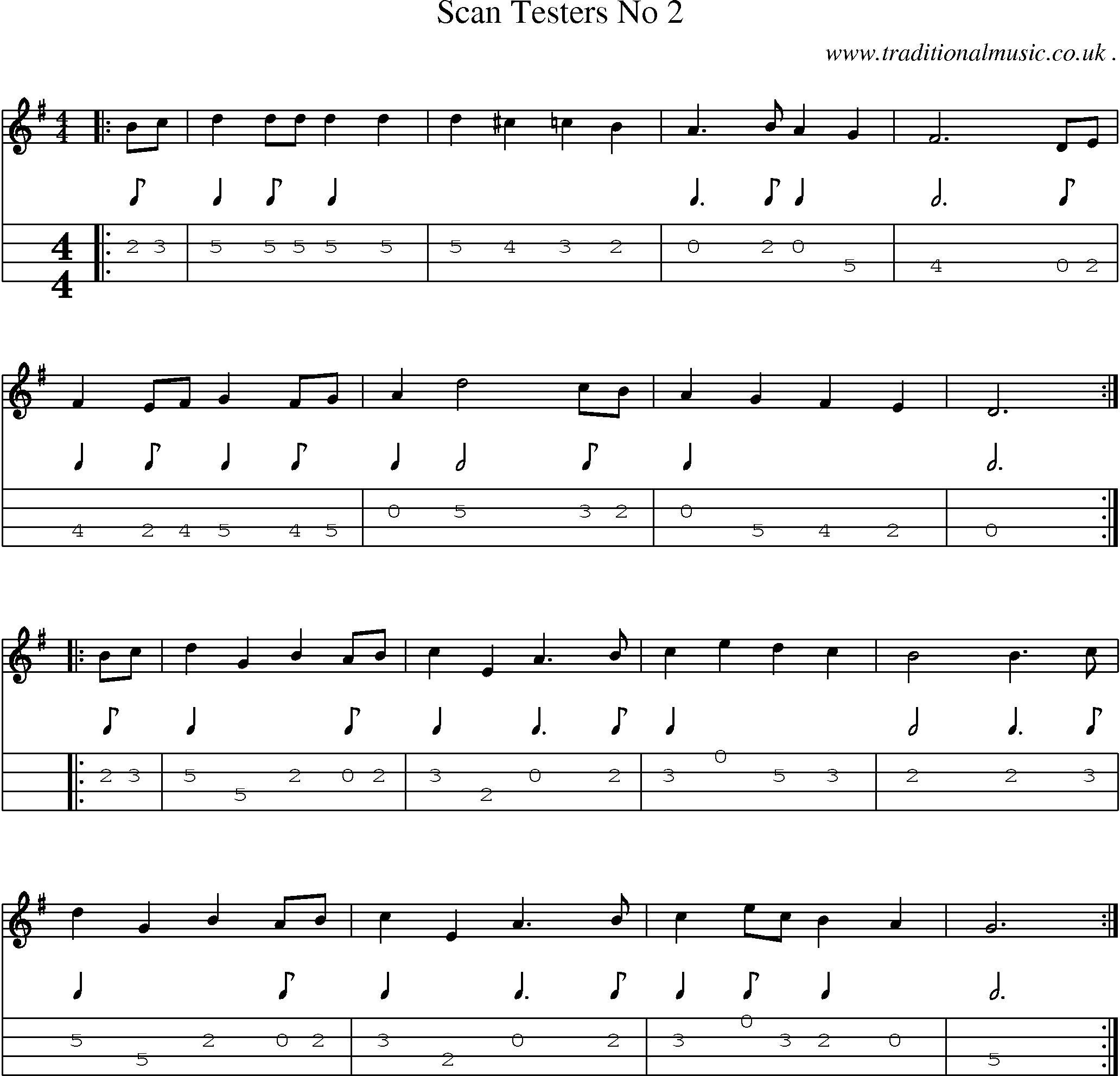 Sheet-Music and Mandolin Tabs for Scan Testers No 2