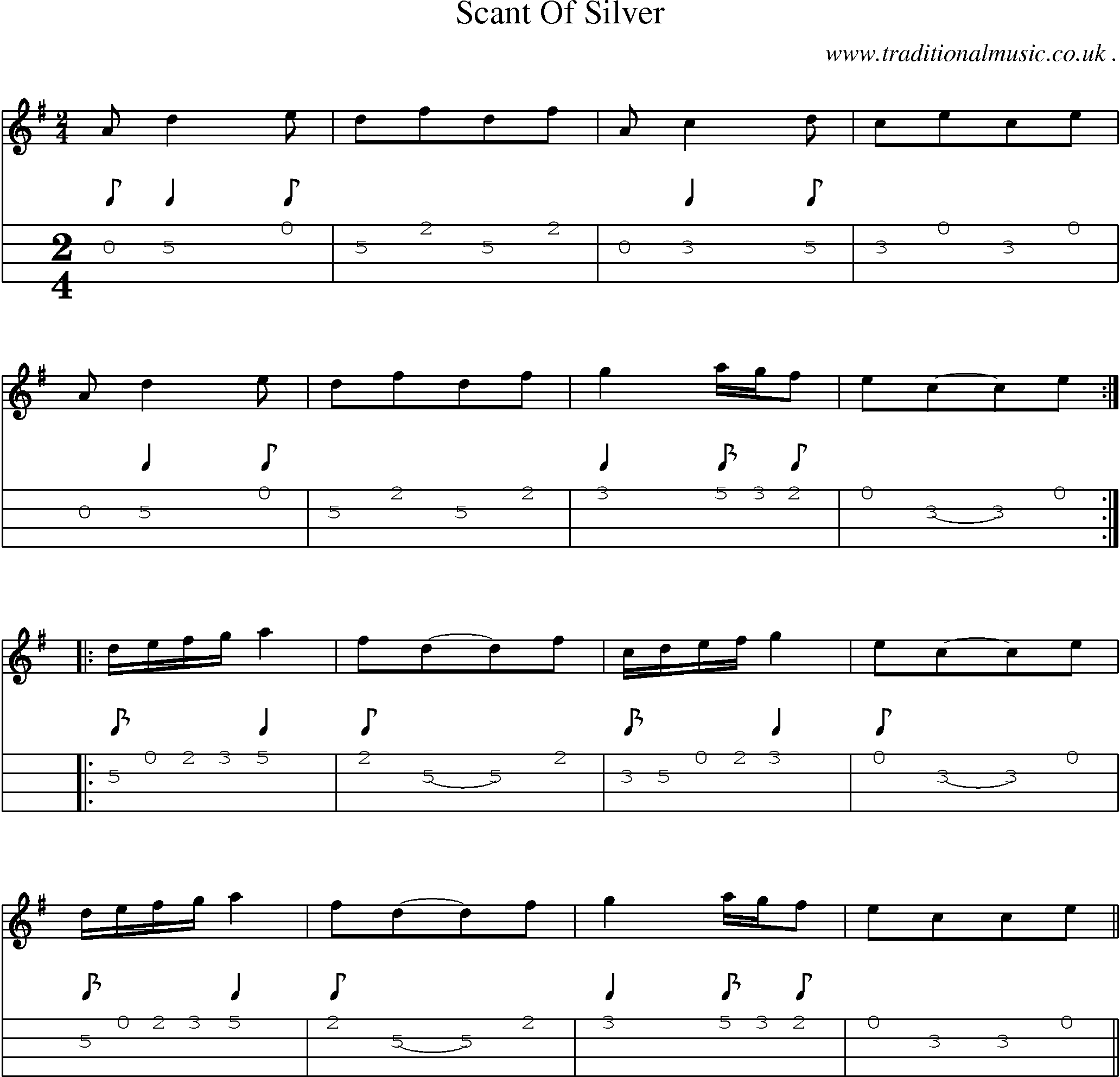 Sheet-Music and Mandolin Tabs for Scant Of Silver