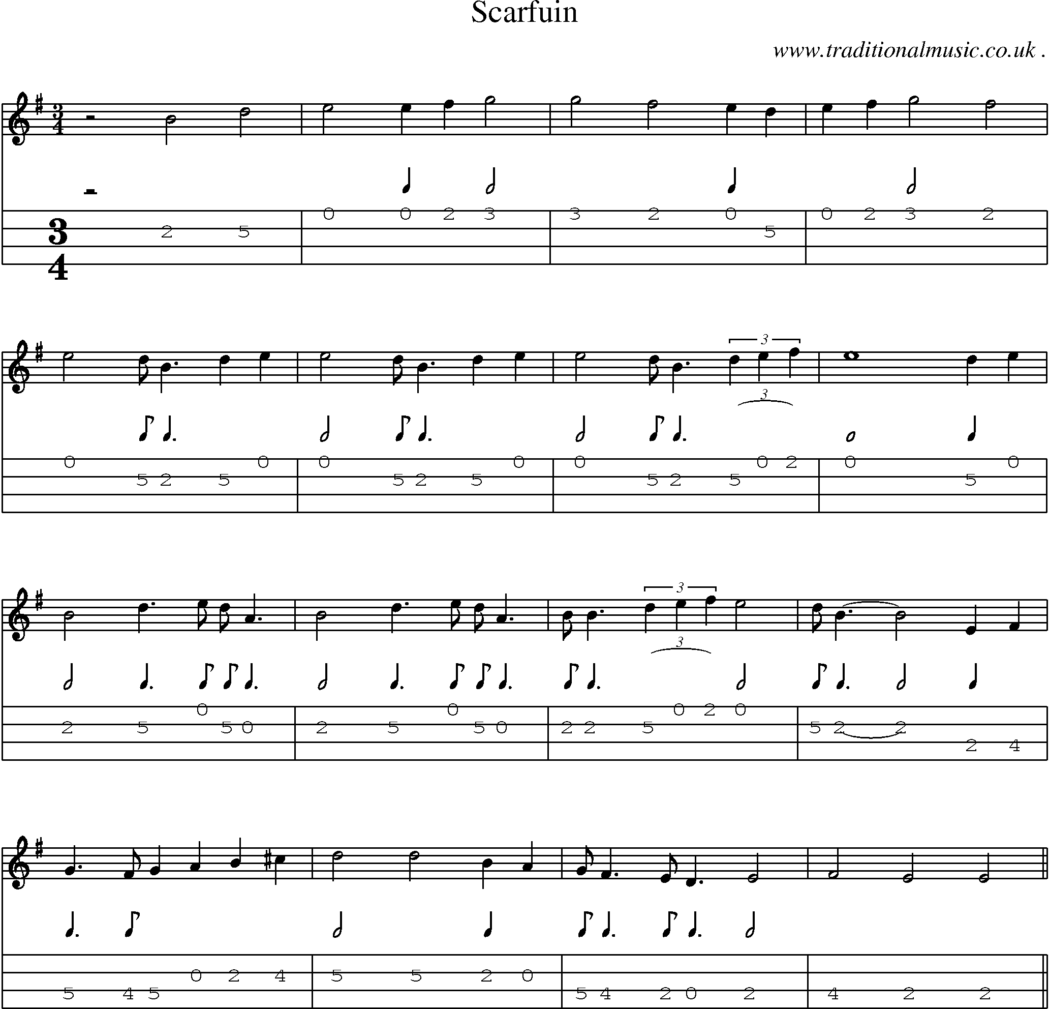 Sheet-Music and Mandolin Tabs for Scarfuin