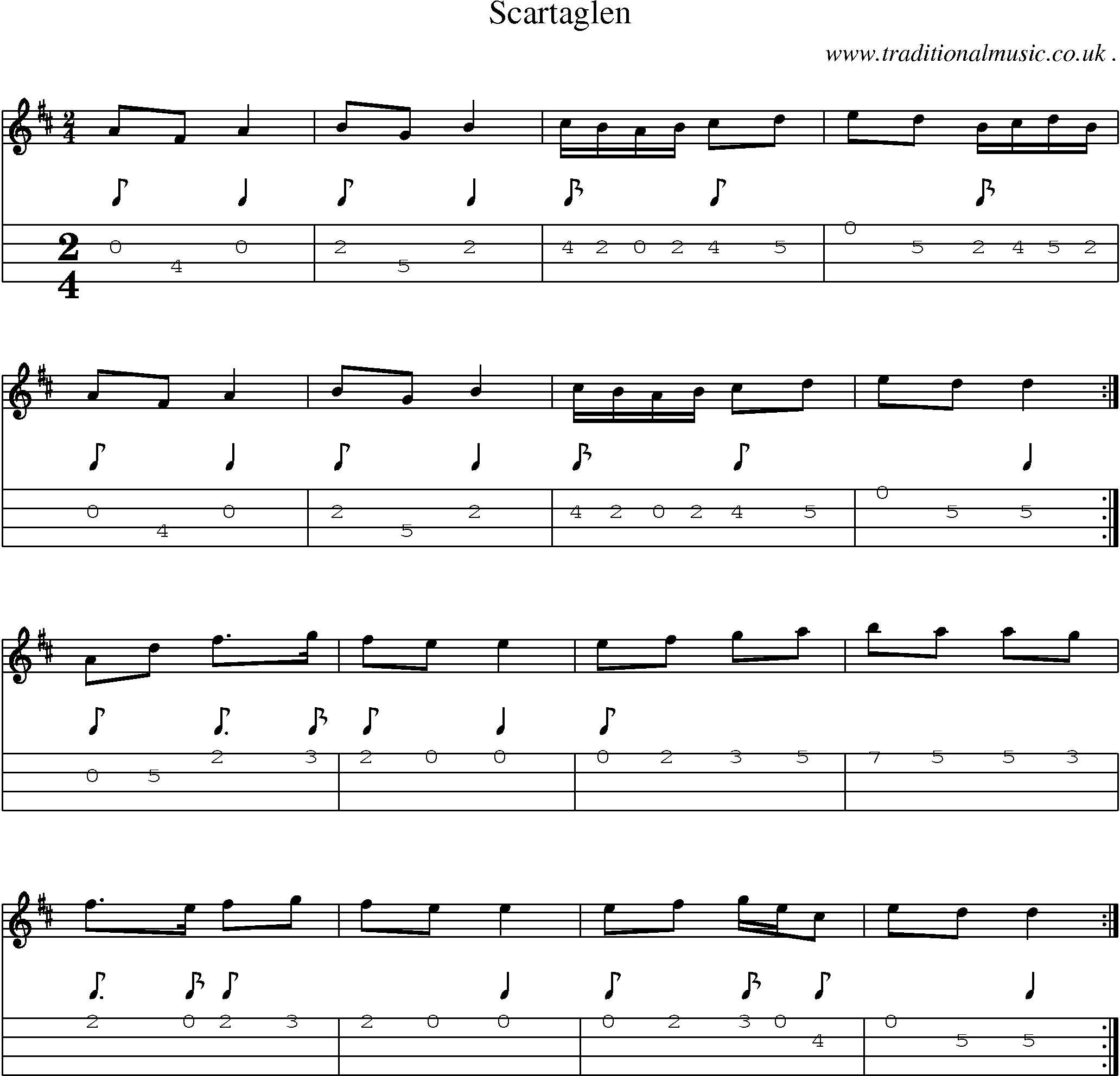 Sheet-Music and Mandolin Tabs for Scartaglen