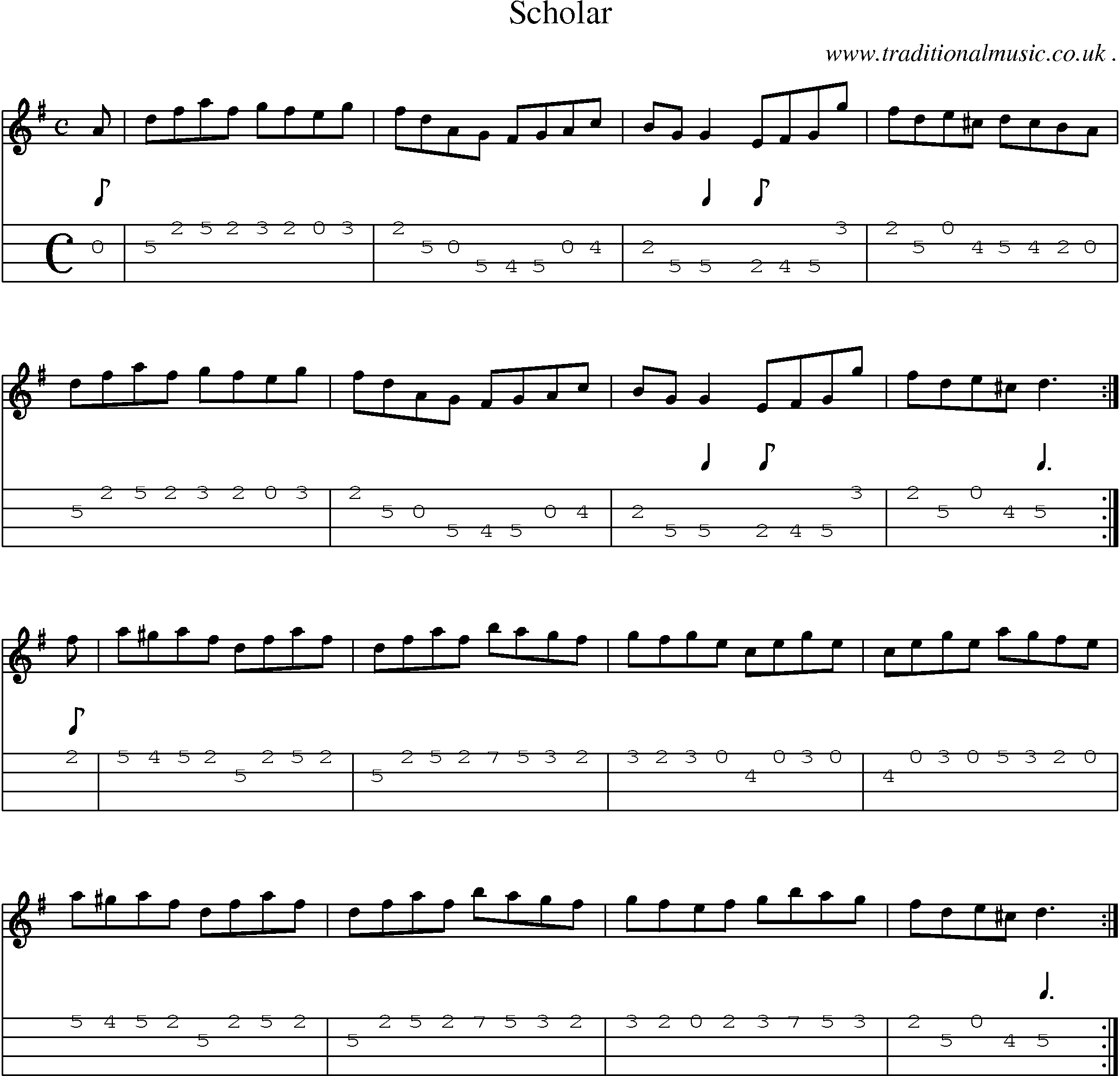 Sheet-Music and Mandolin Tabs for Scholar