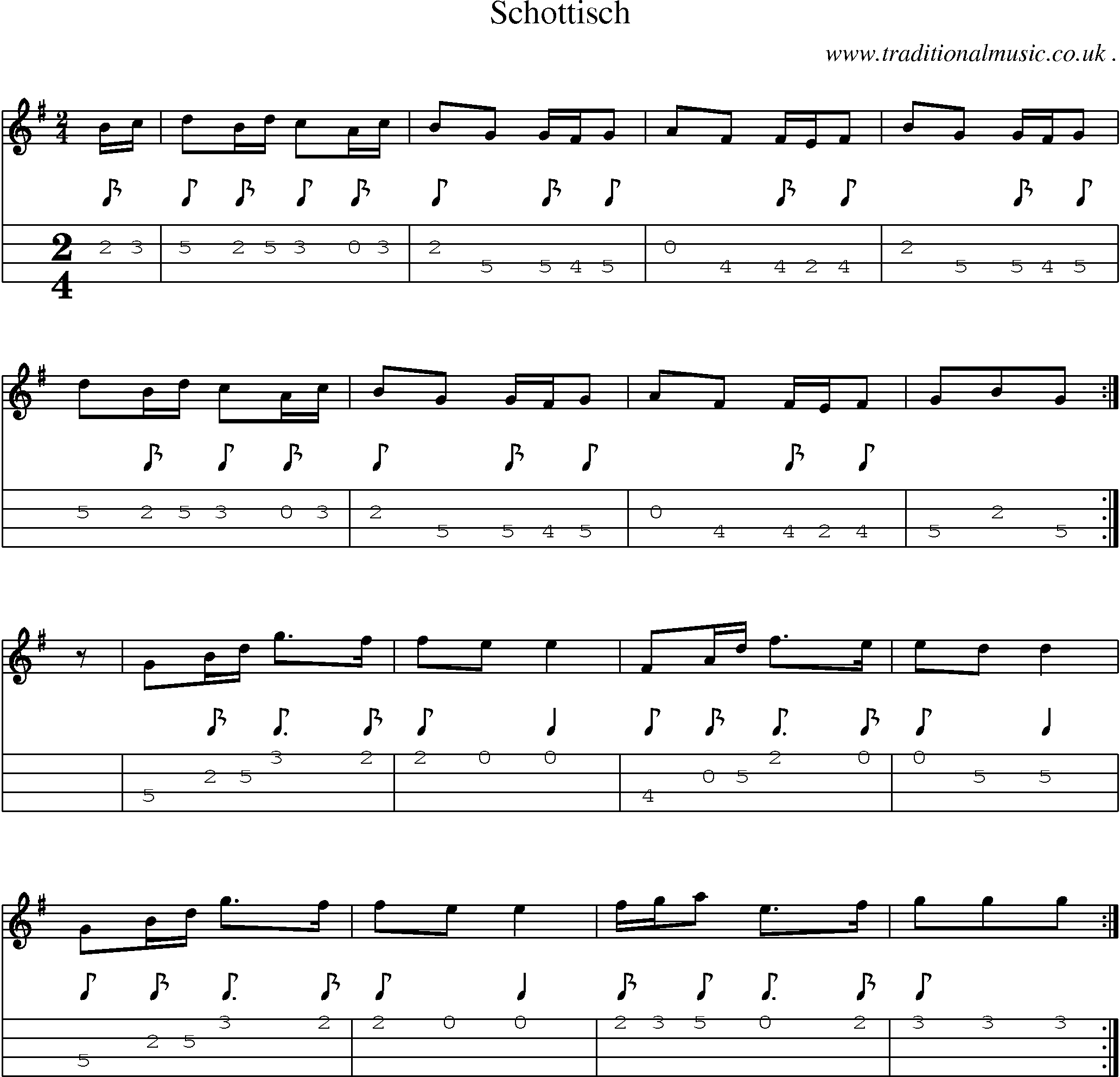 Sheet-Music and Mandolin Tabs for Schottisch