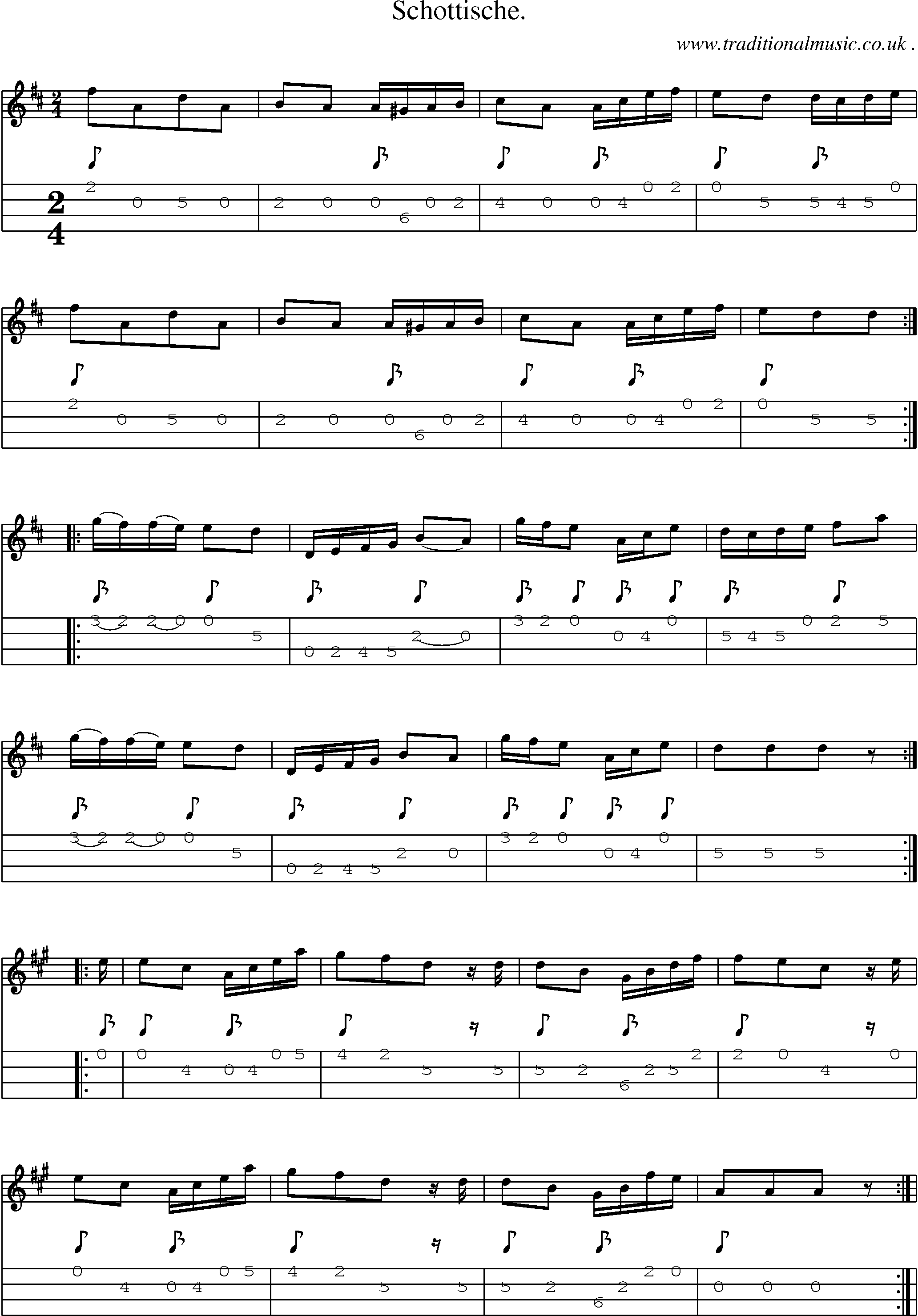 Sheet-Music and Mandolin Tabs for Schottische 