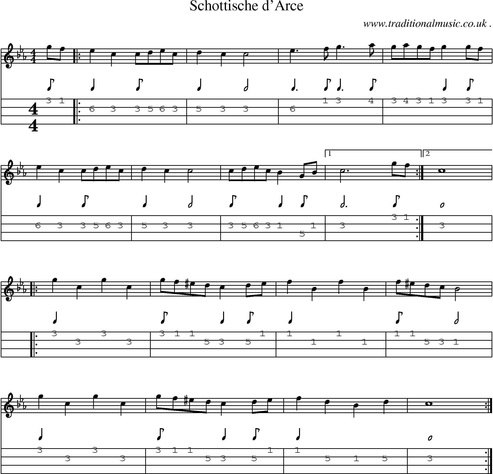 Sheet-Music and Mandolin Tabs for Schottische Darce