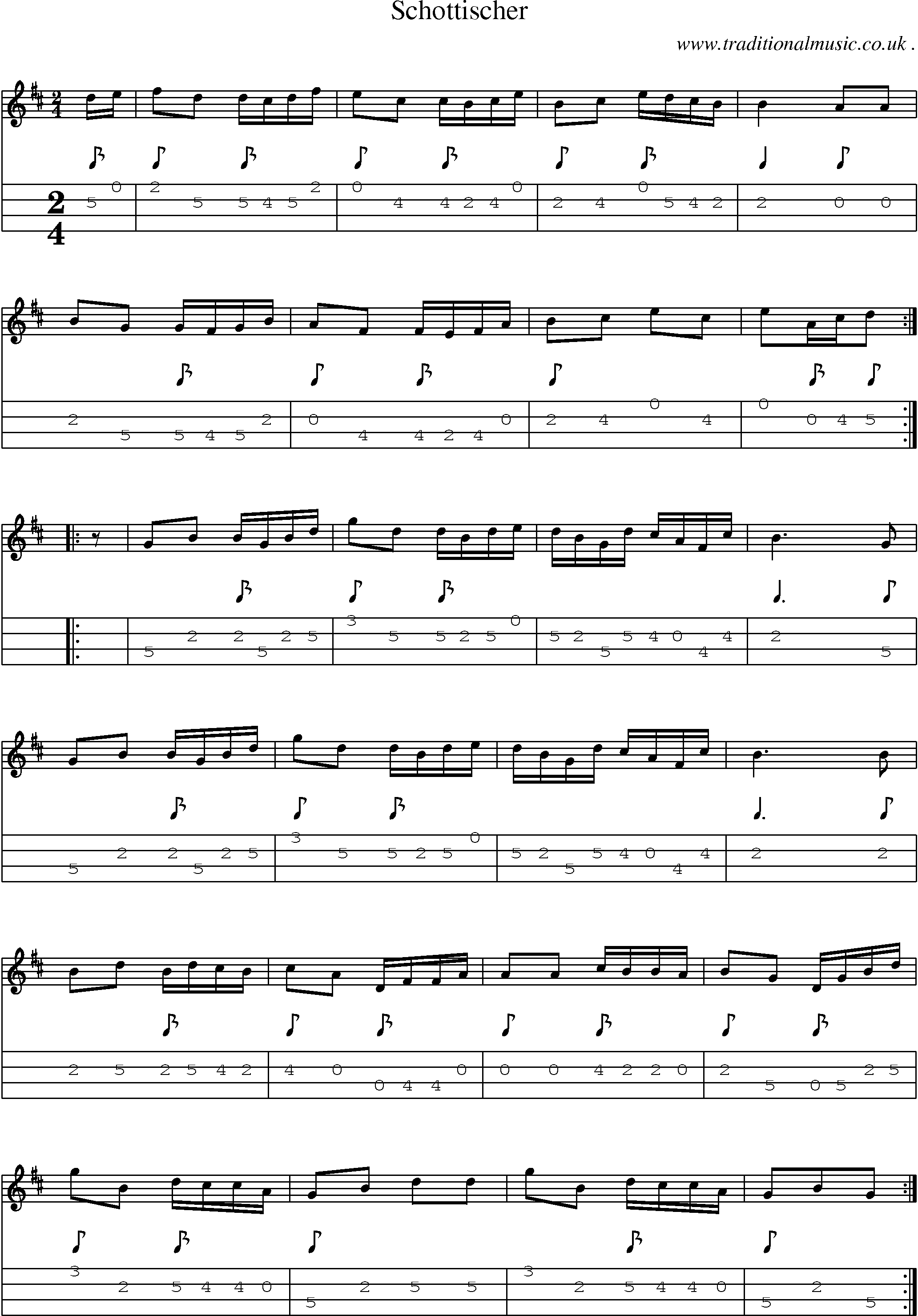 Sheet-Music and Mandolin Tabs for Schottischer