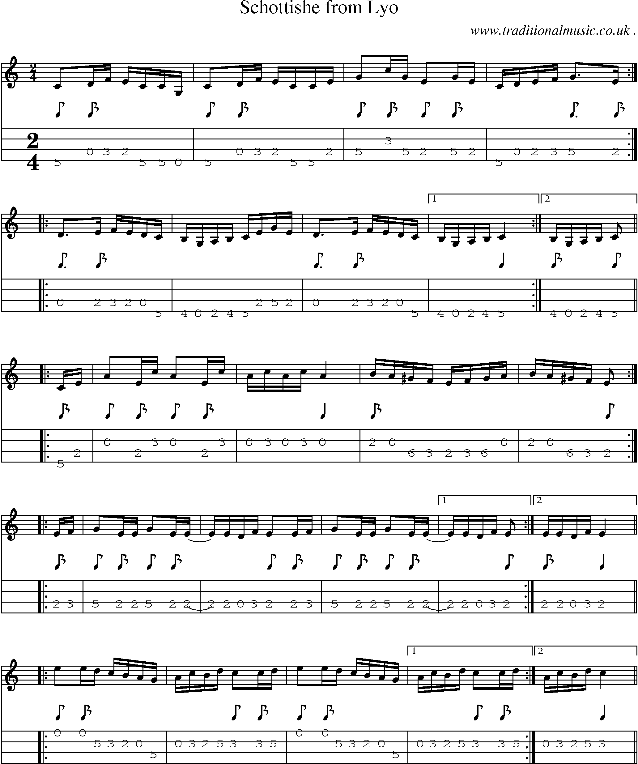 Sheet-Music and Mandolin Tabs for Schottishe From Lyo