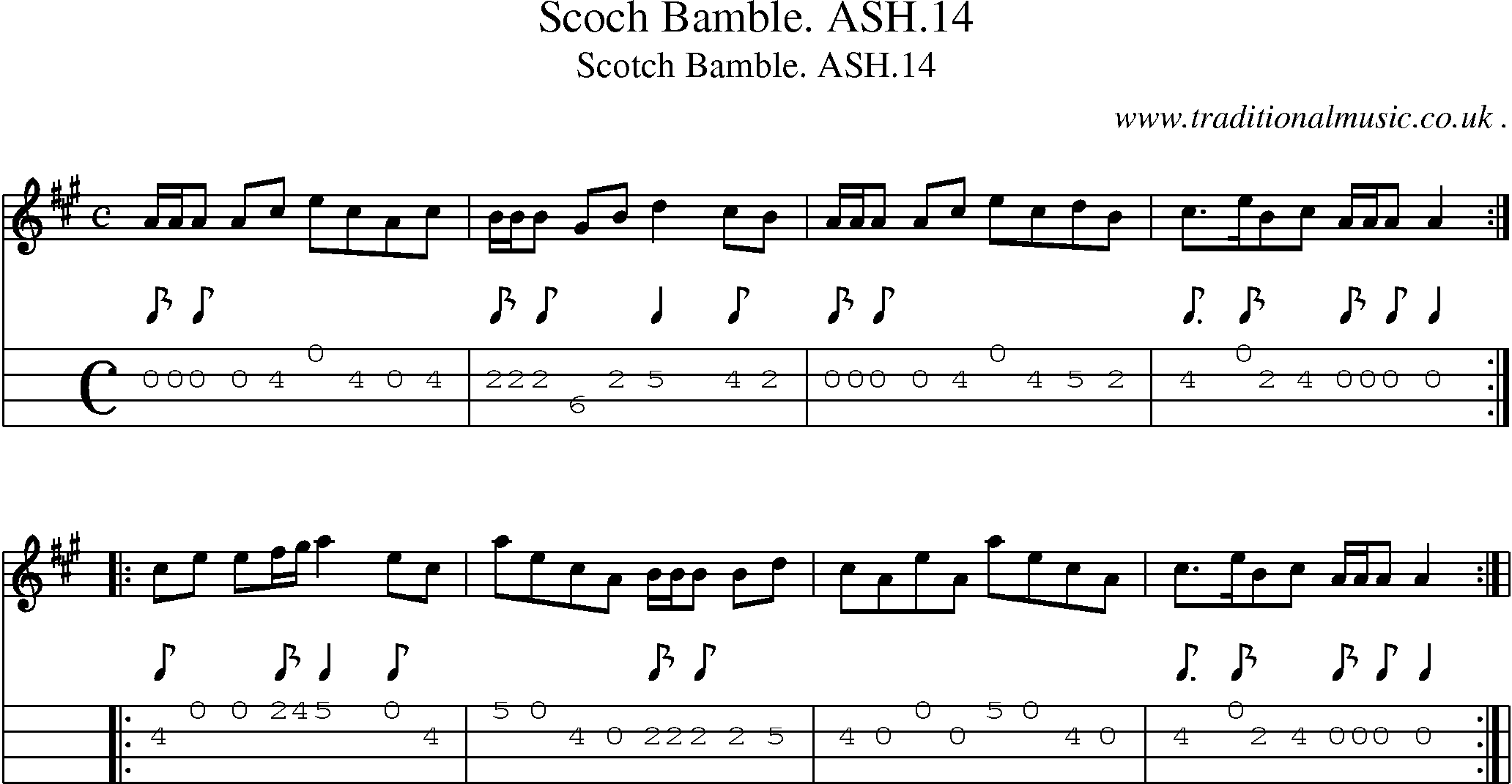 Sheet-Music and Mandolin Tabs for Scoch Bamble Ash14