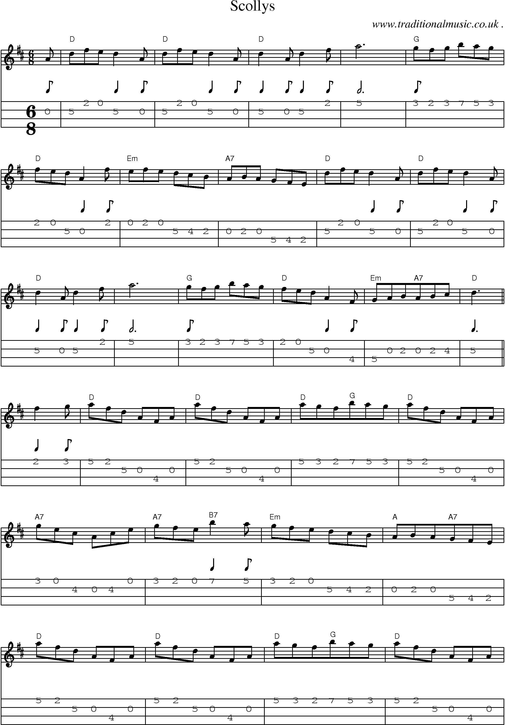 Sheet-Music and Mandolin Tabs for Scollys
