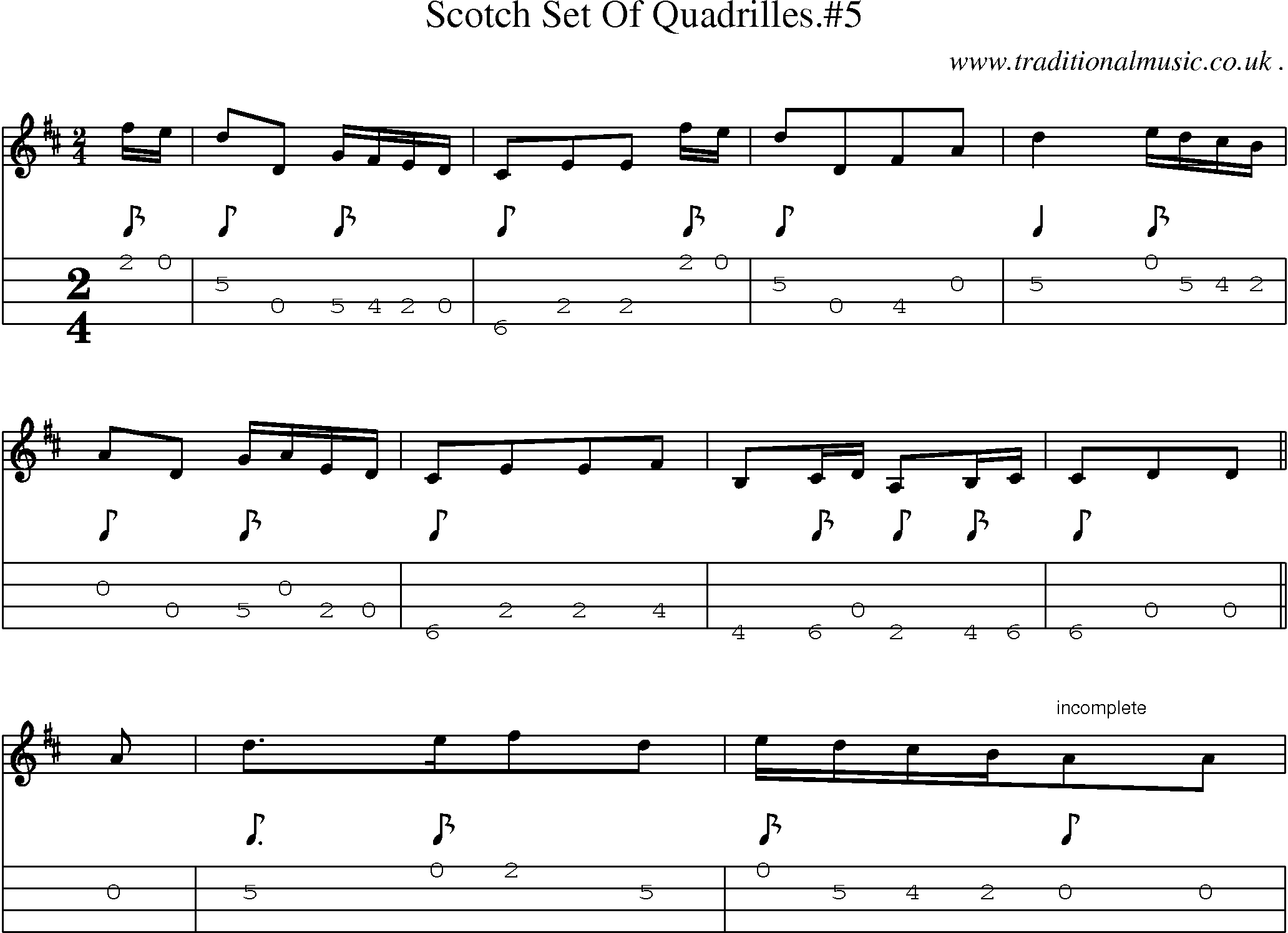 Sheet-Music and Mandolin Tabs for Scotch Set Of Quadrilles5