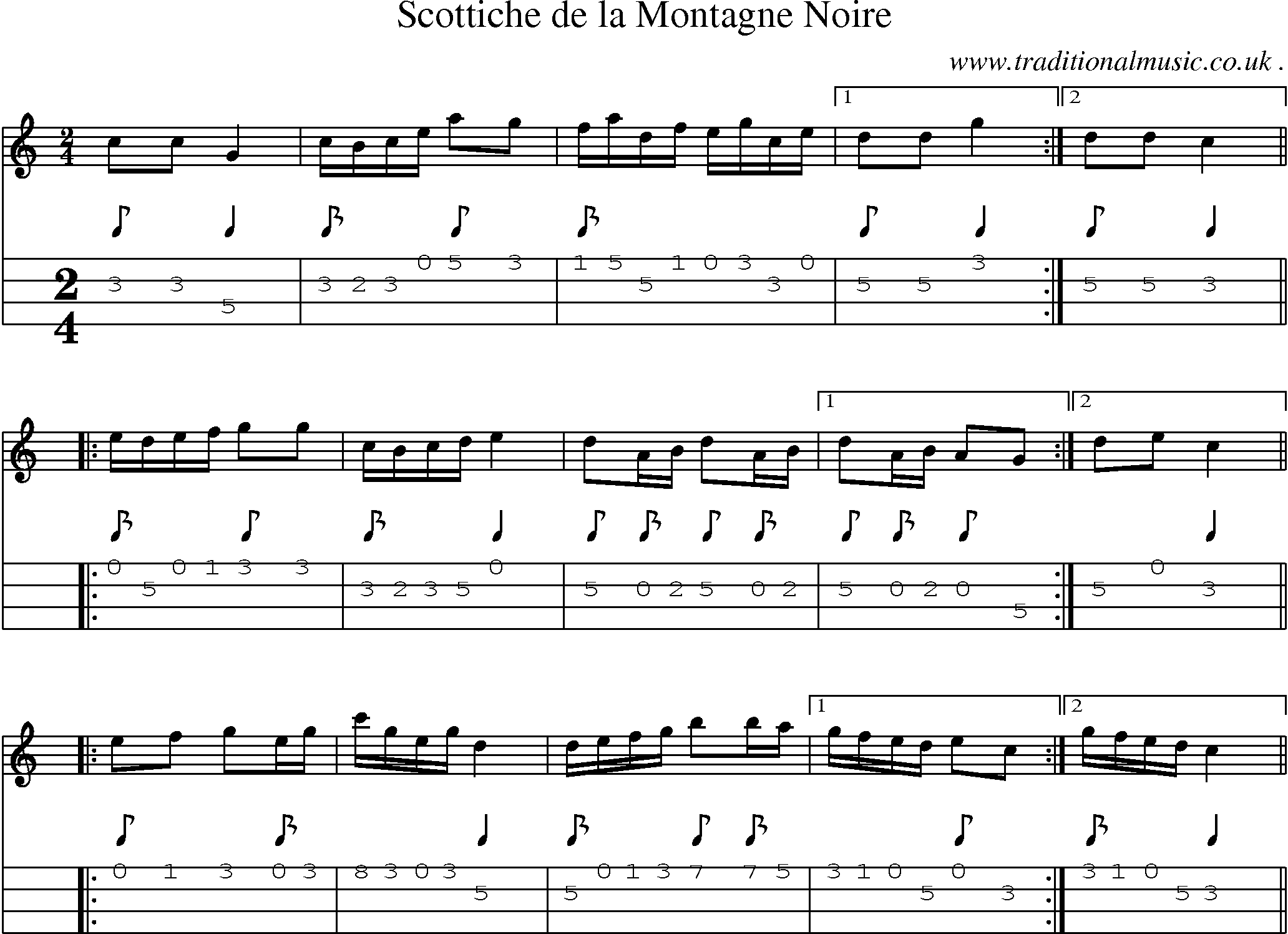 Sheet-Music and Mandolin Tabs for Scottiche De La Montagne Noire