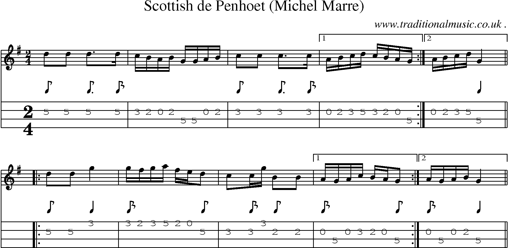Sheet-Music and Mandolin Tabs for Scottish De Penhoet (michel Marre)