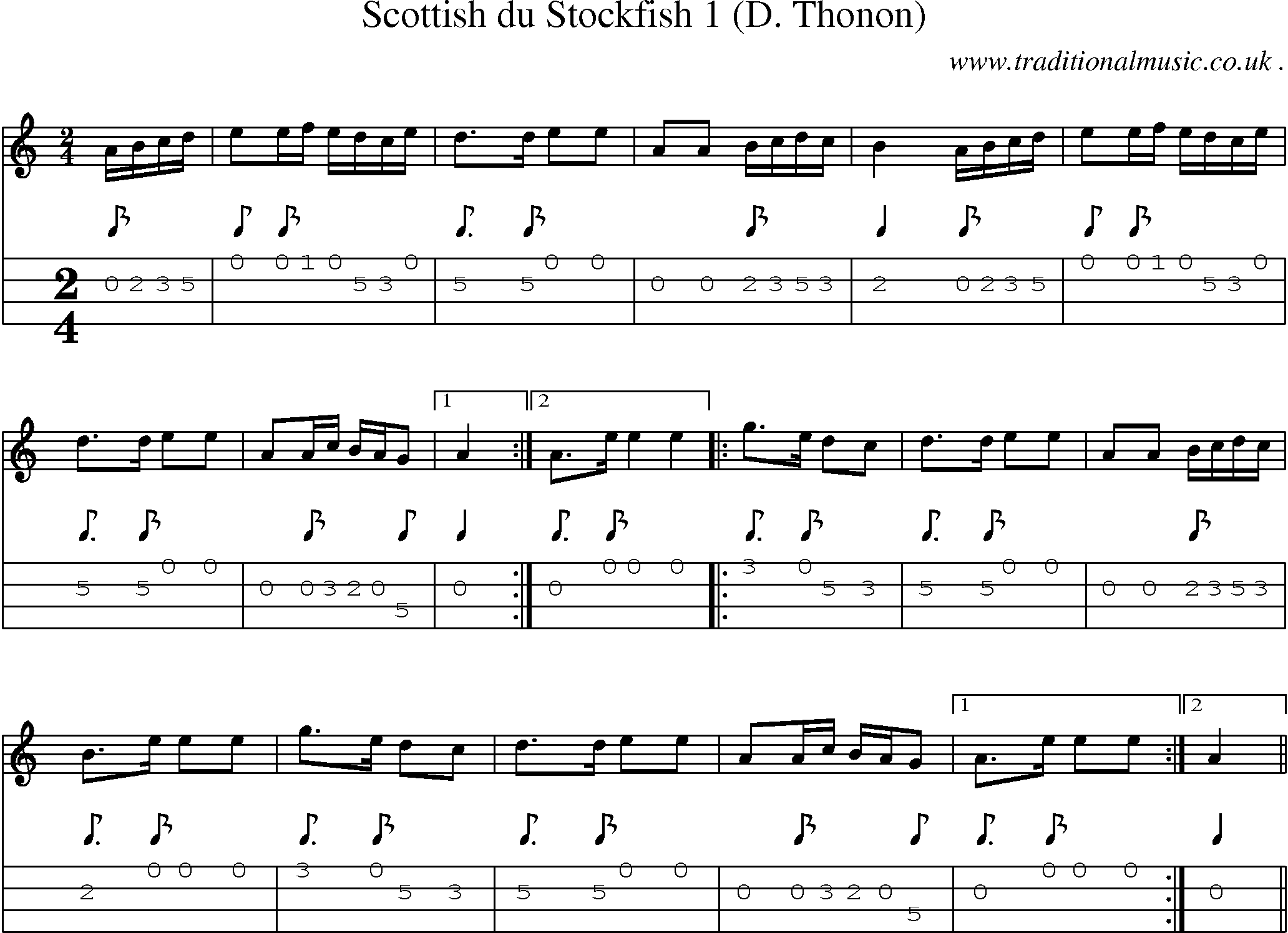Sheet-Music and Mandolin Tabs for Scottish Du Stockfish 1 (d Thonon)