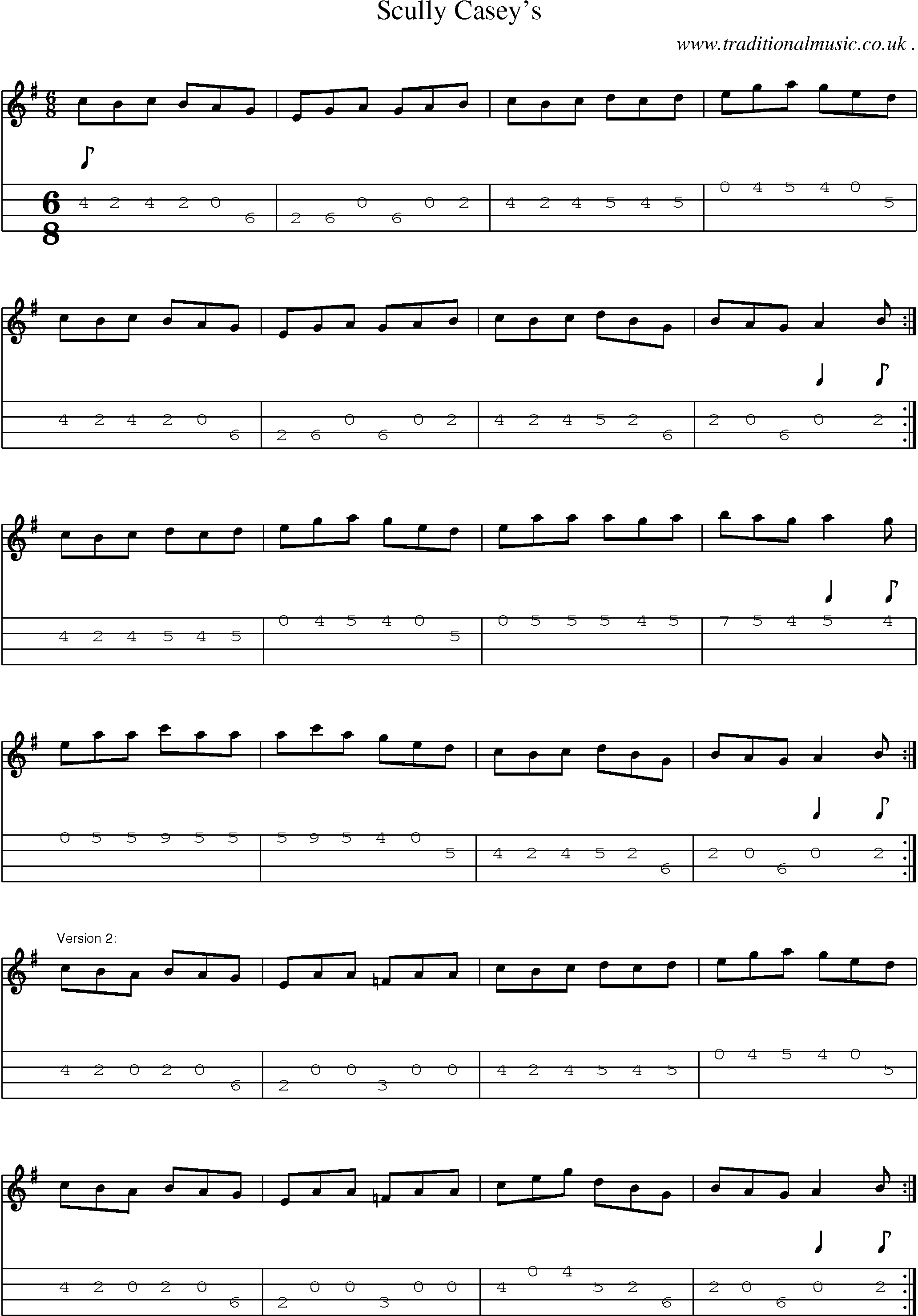 Sheet-Music and Mandolin Tabs for Scully Caseys