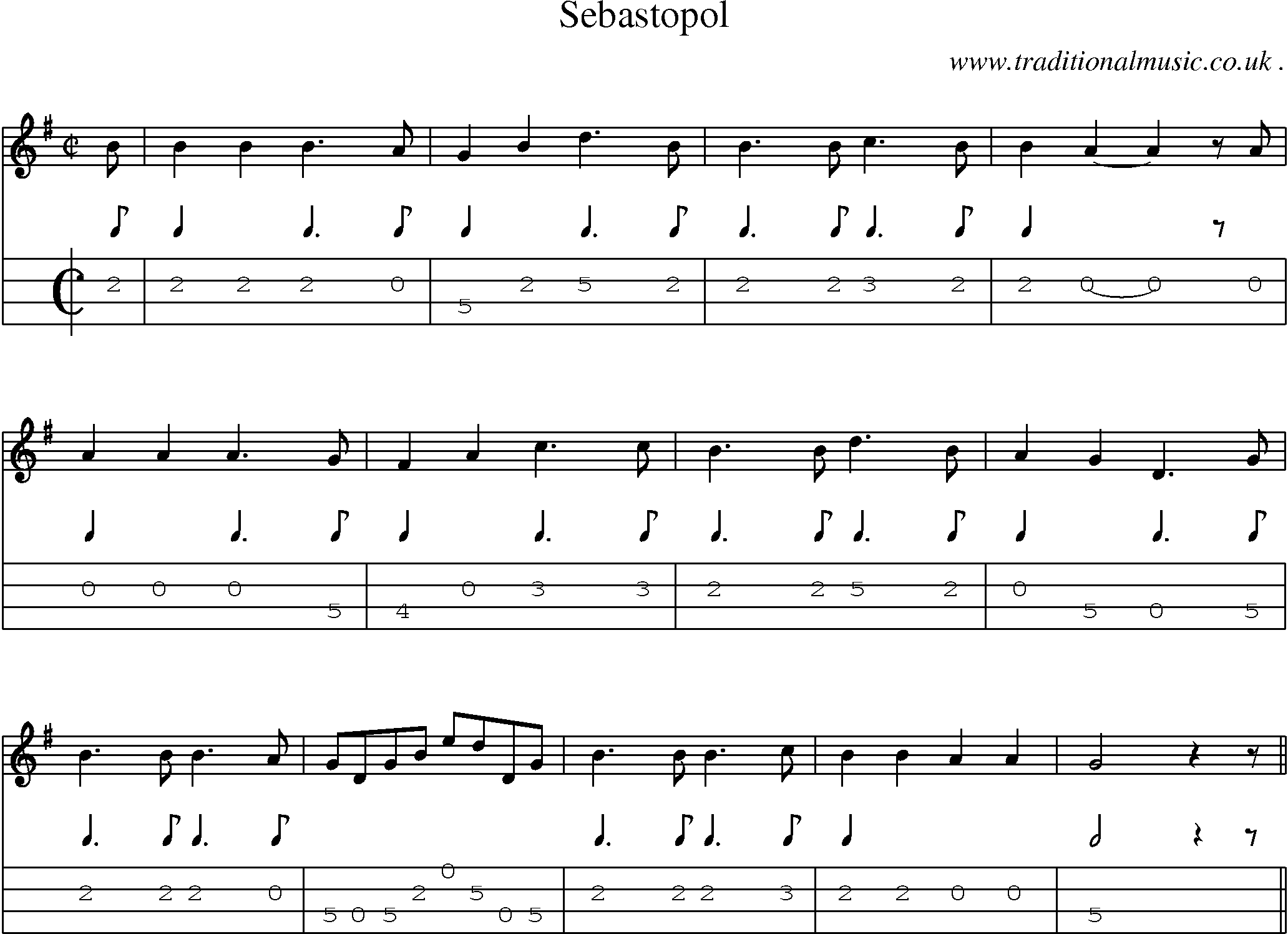 Sheet-Music and Mandolin Tabs for Sebastopol