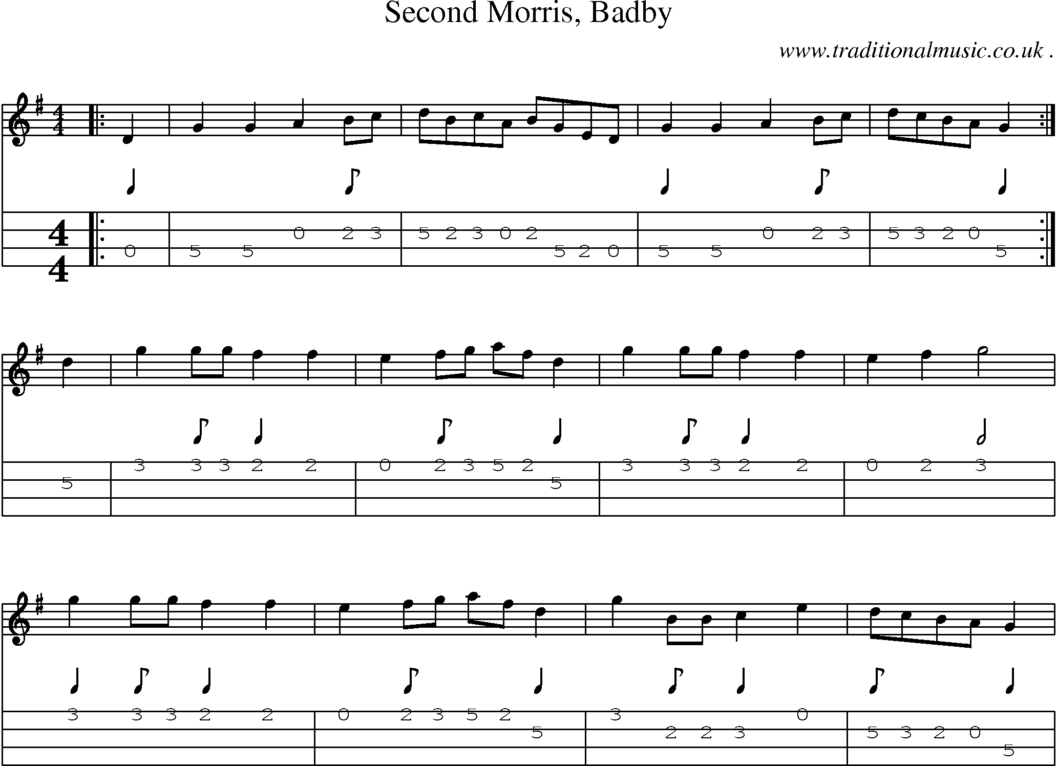Sheet-Music and Mandolin Tabs for Second Morris Badby