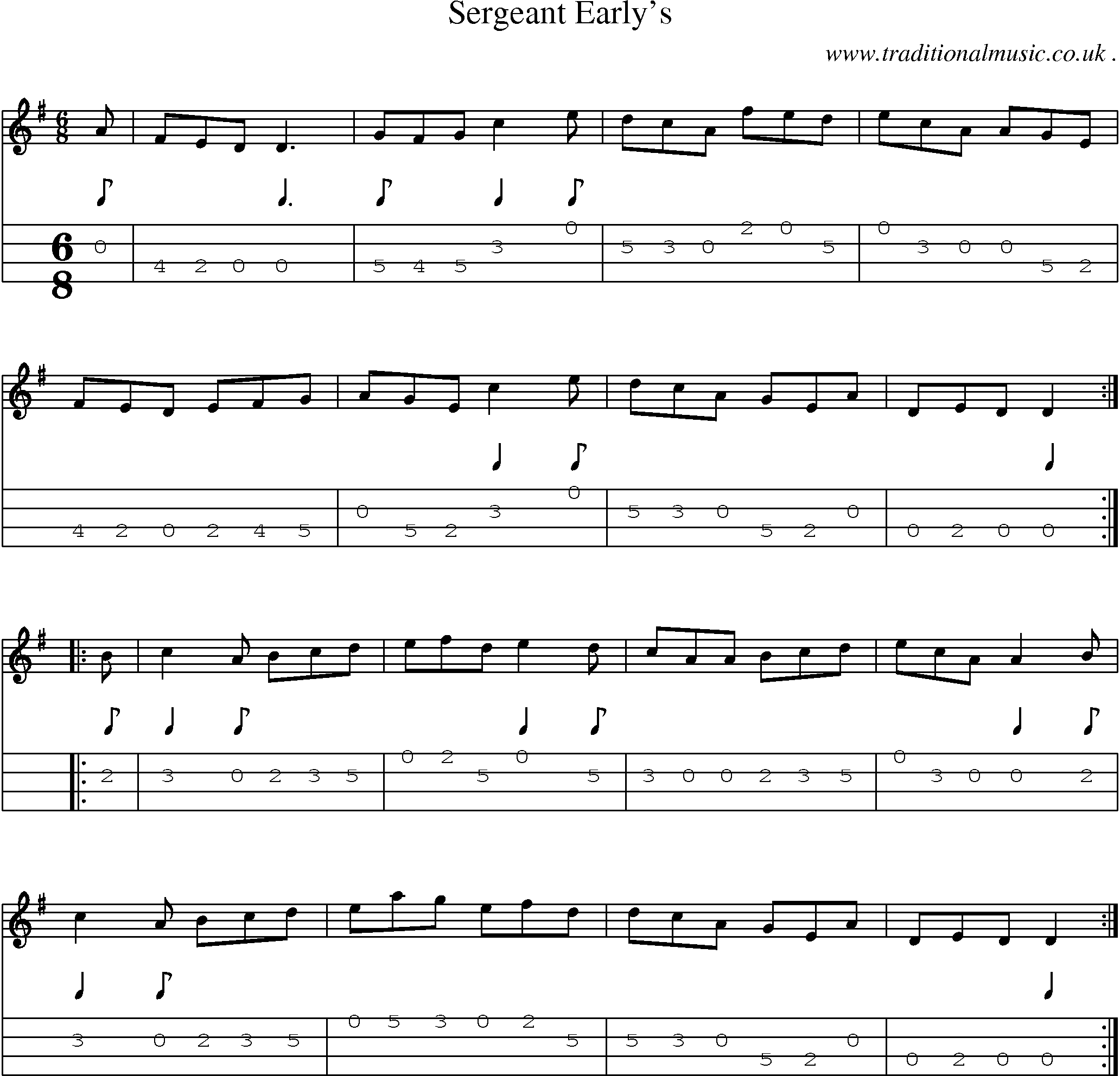 Sheet-Music and Mandolin Tabs for Sergeant Earlys
