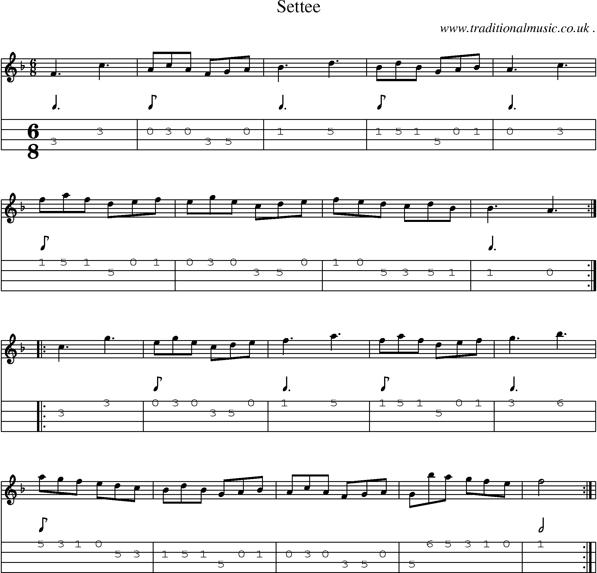 Sheet-Music and Mandolin Tabs for Settee