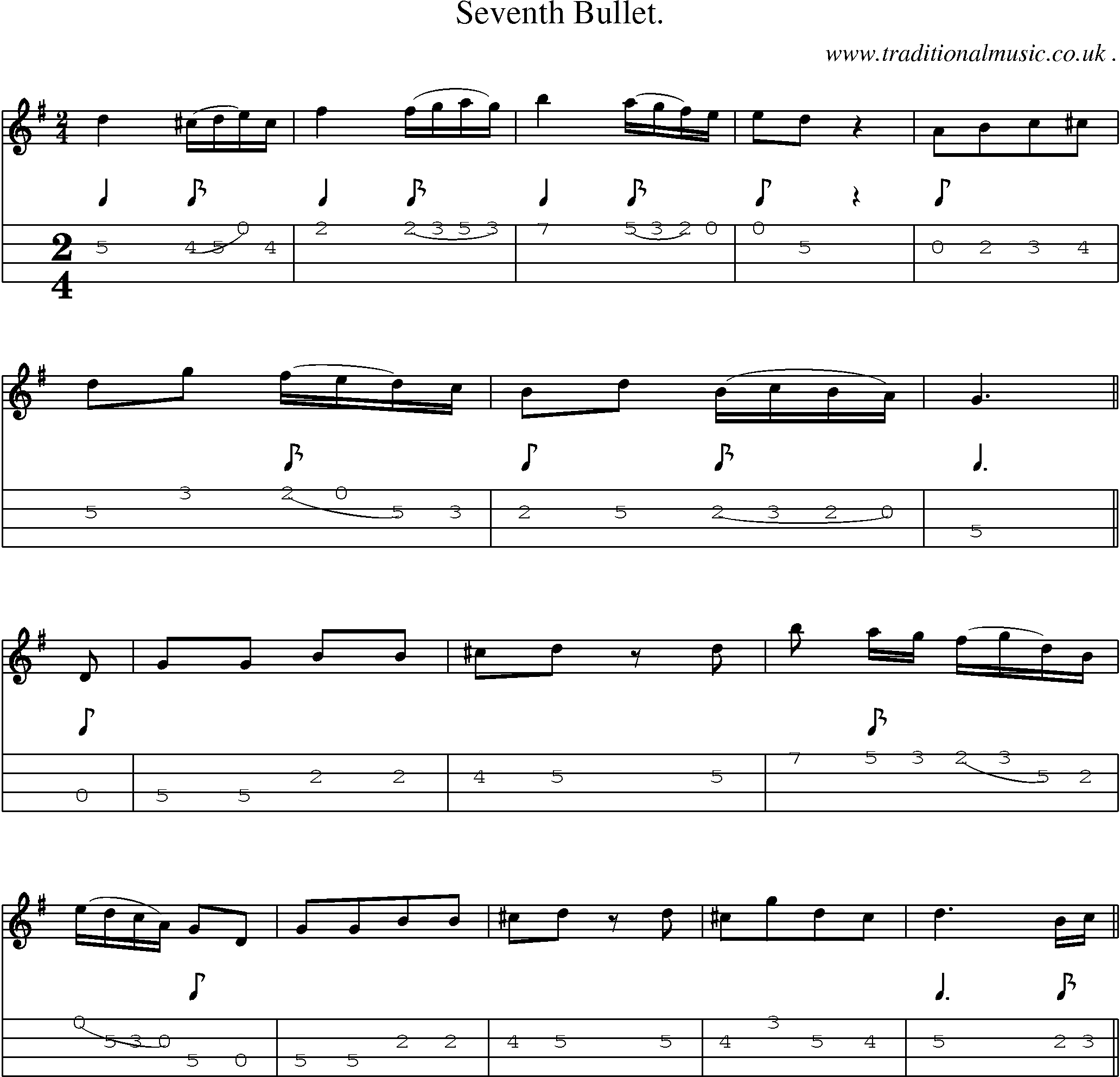 Sheet-Music and Mandolin Tabs for Seventh Bullet