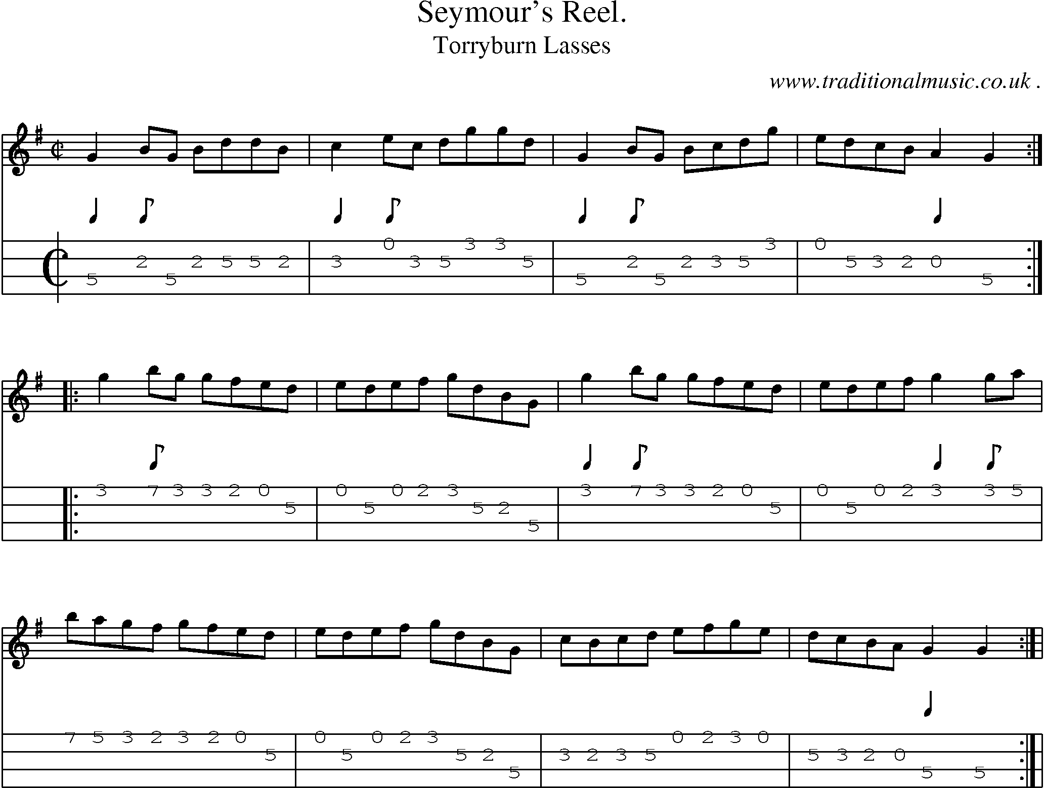 Sheet-Music and Mandolin Tabs for Seymours Reel