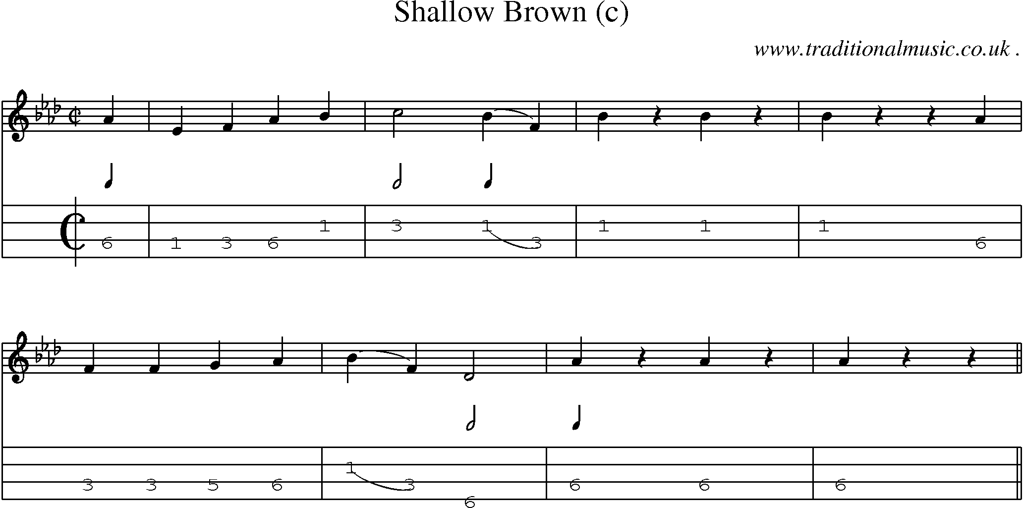 Sheet-Music and Mandolin Tabs for Shallow Brown (c)