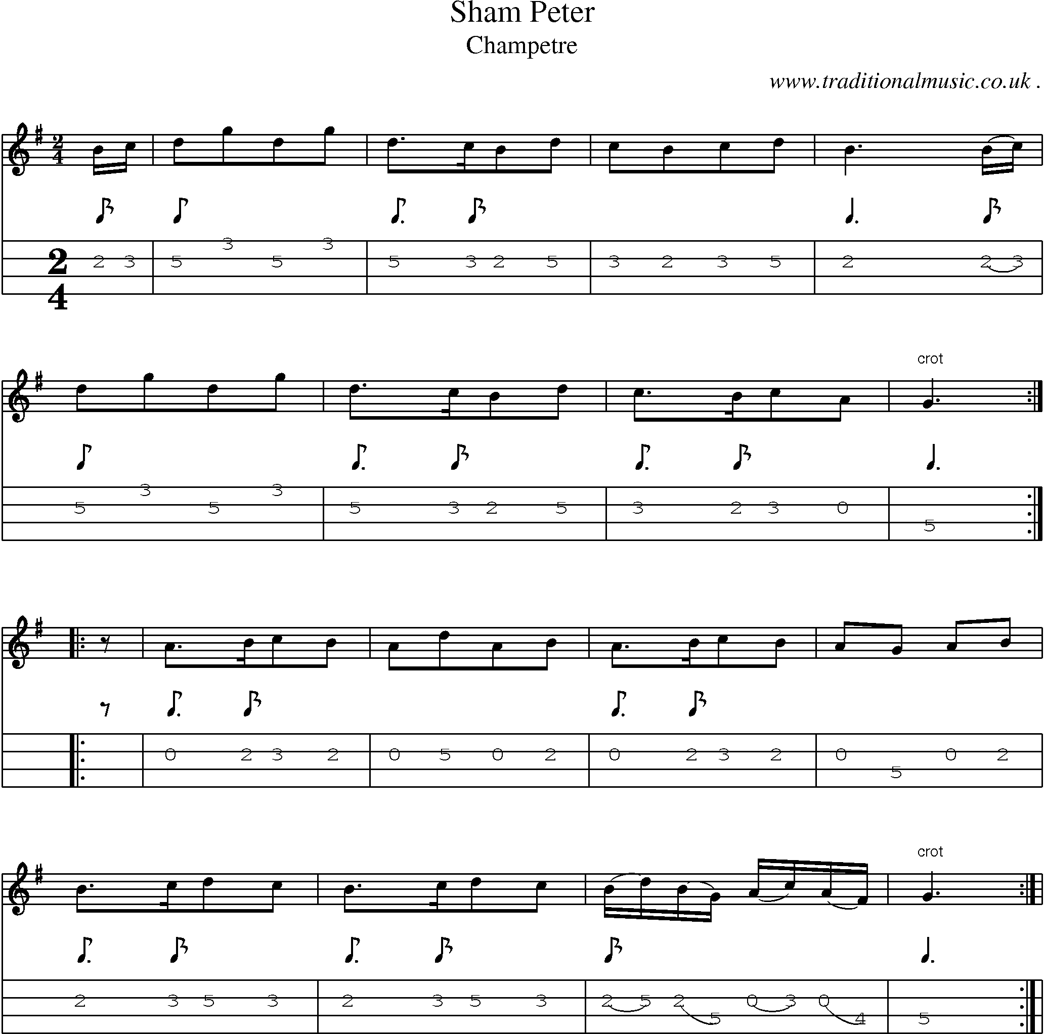 Sheet-Music and Mandolin Tabs for Sham Peter