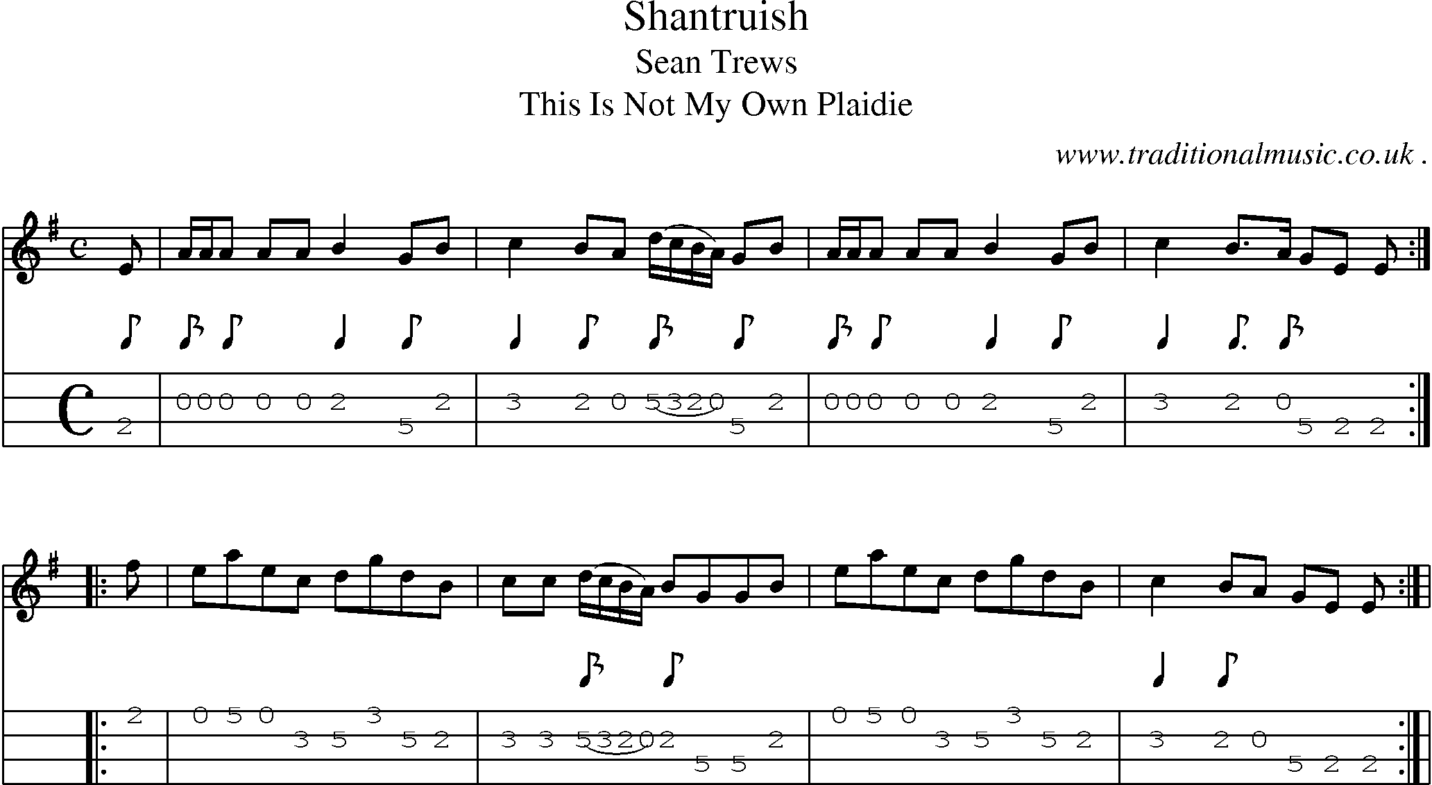 Sheet-Music and Mandolin Tabs for Shantruish