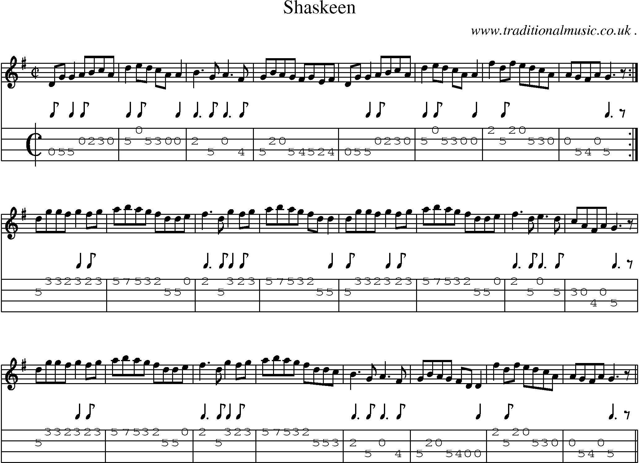 Sheet-Music and Mandolin Tabs for Shaskeen