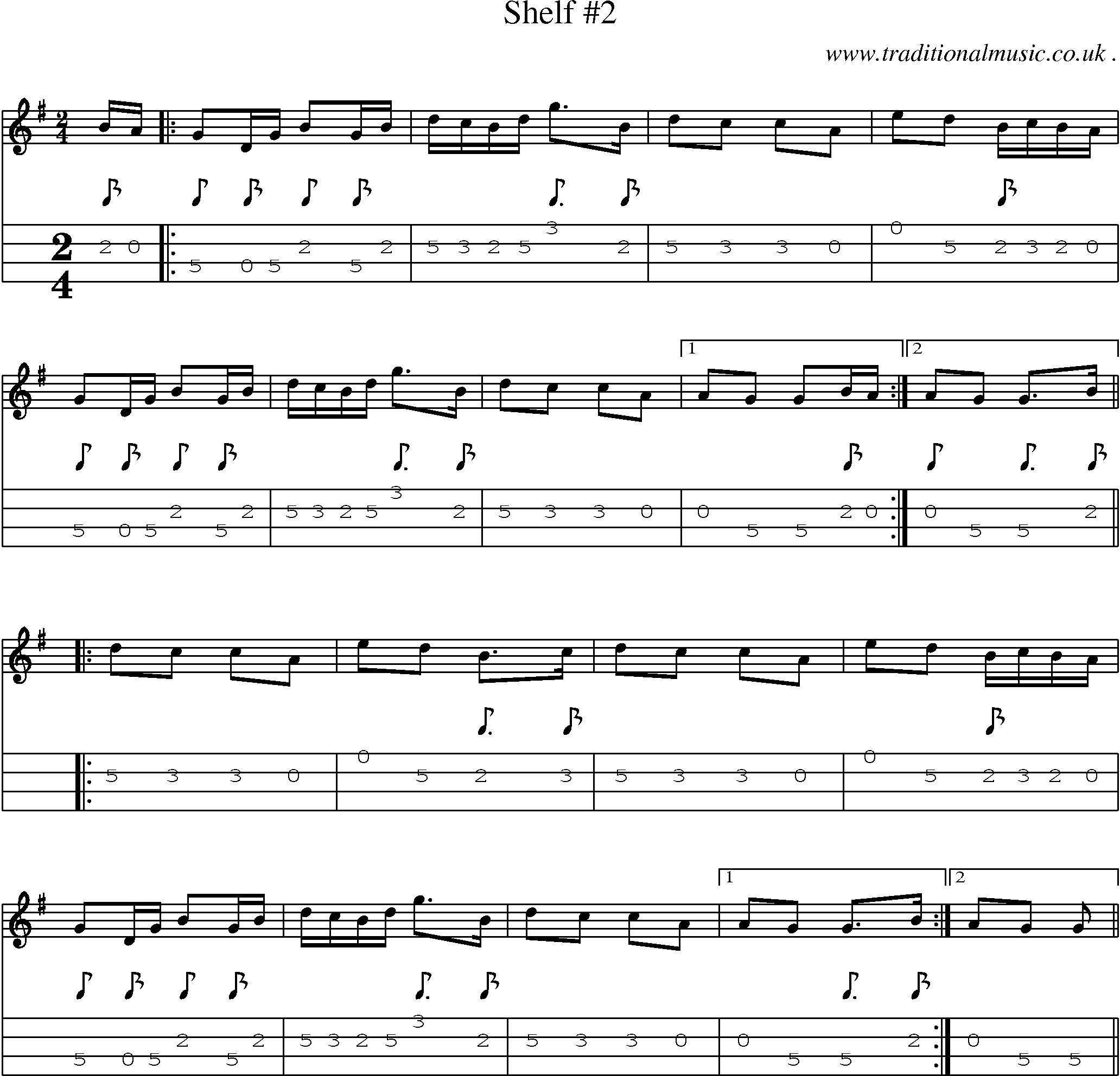Sheet-Music and Mandolin Tabs for Shelf 2