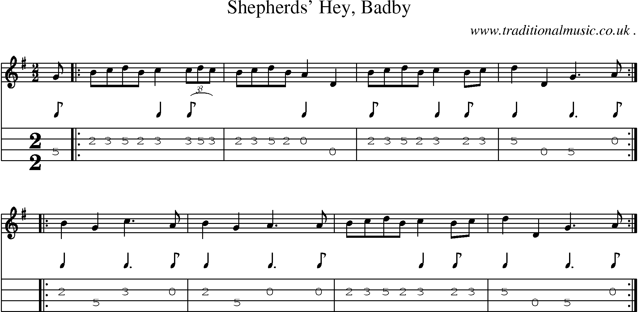 Sheet-Music and Mandolin Tabs for Shepherds Hey Badby