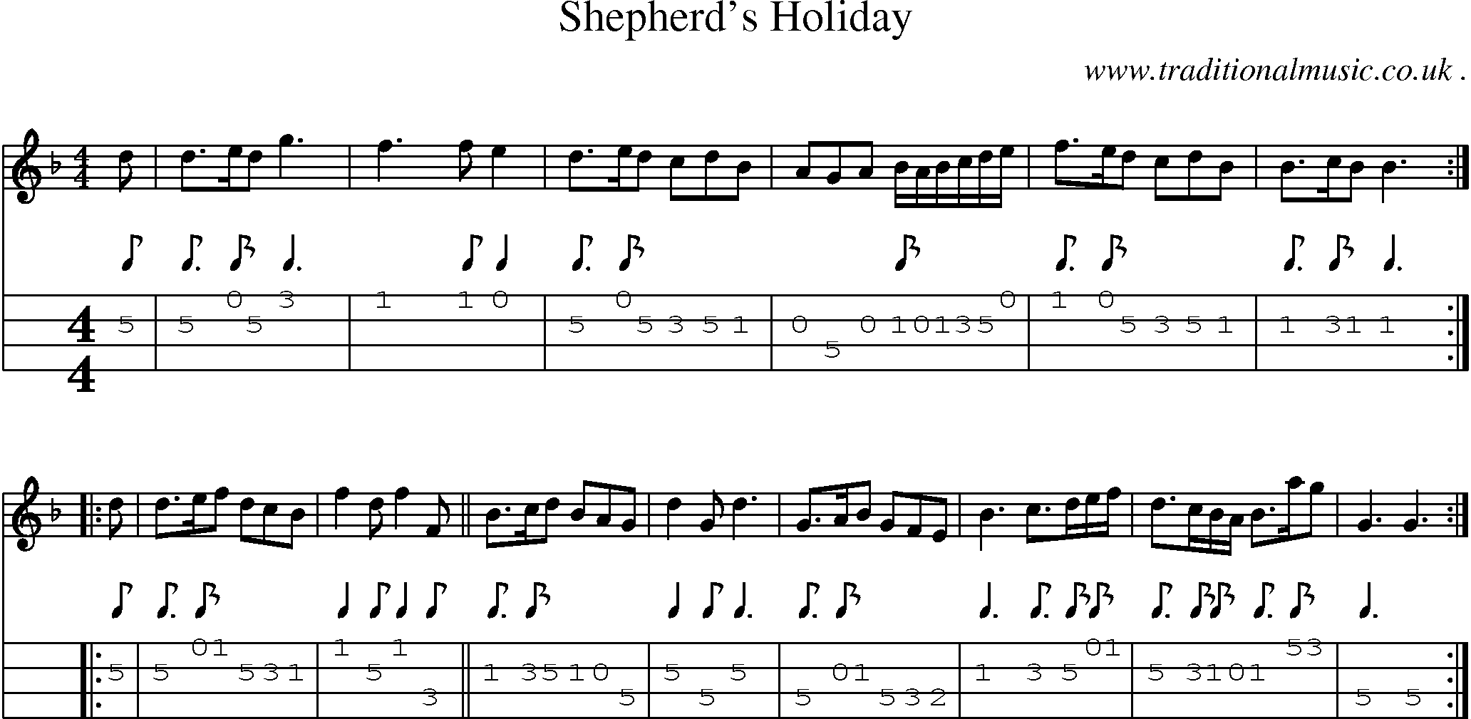 Sheet-Music and Mandolin Tabs for Shepherds Holiday