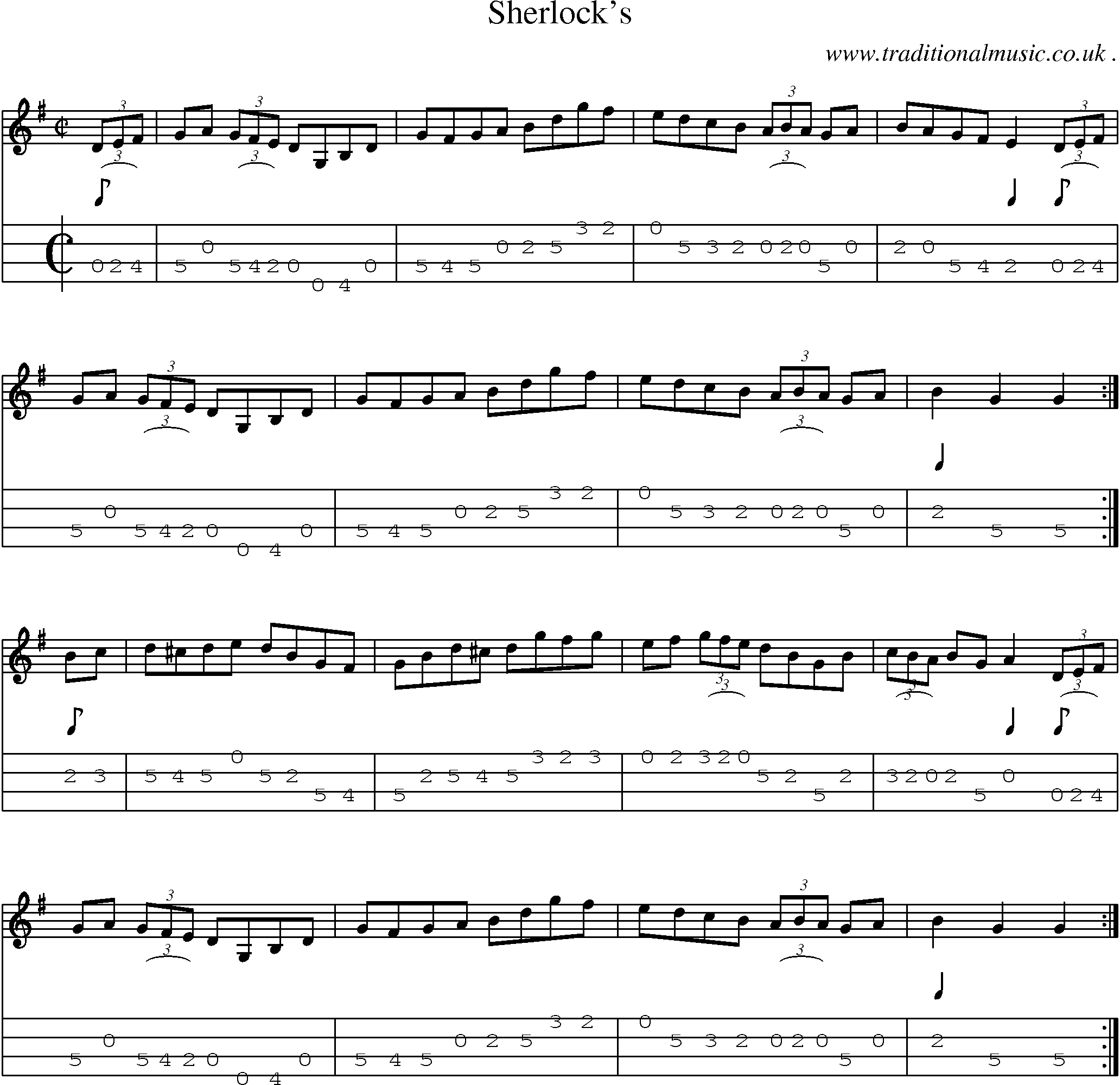 Sheet-Music and Mandolin Tabs for Sherlock