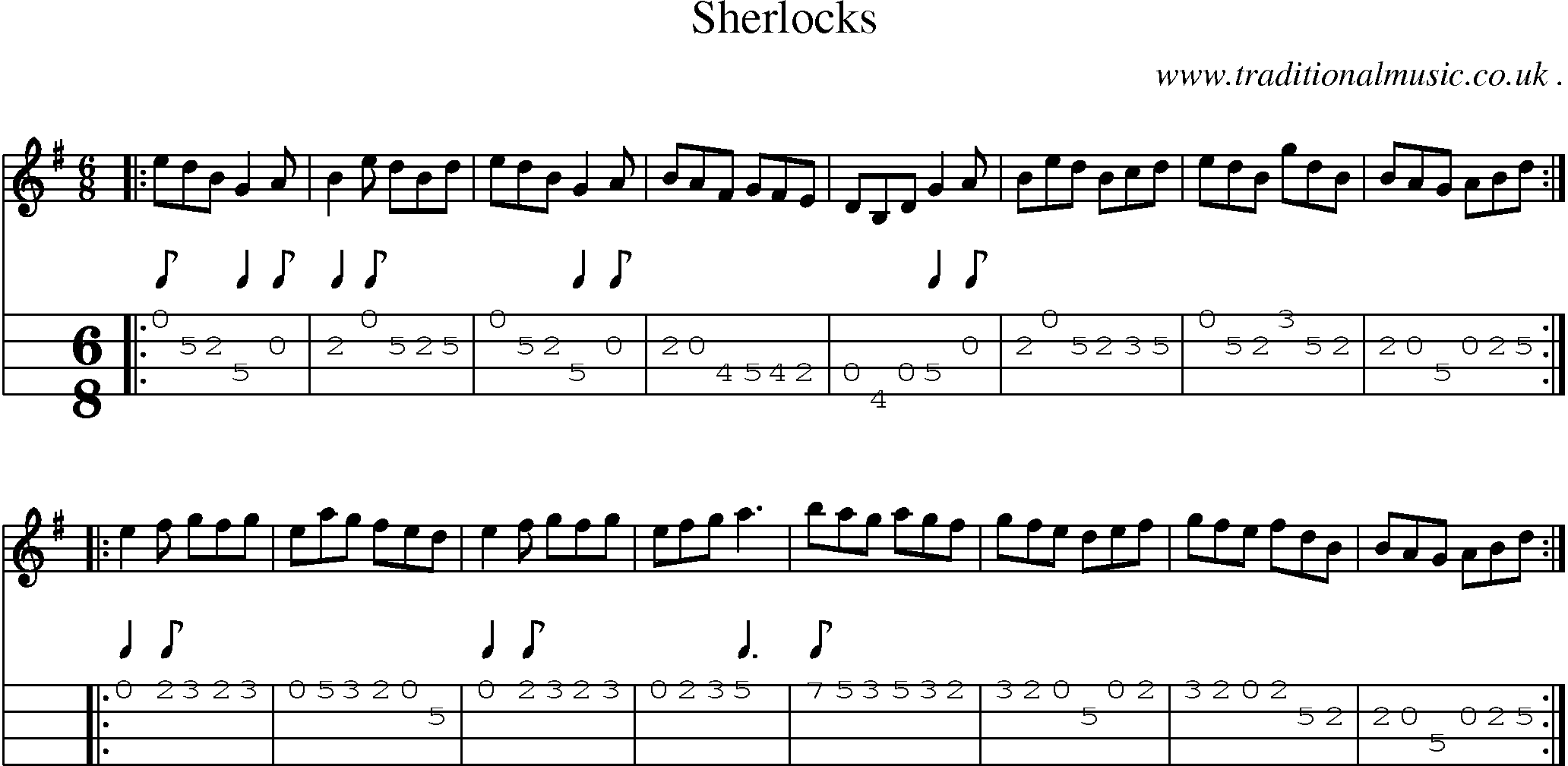 Sheet-Music and Mandolin Tabs for Sherlocks