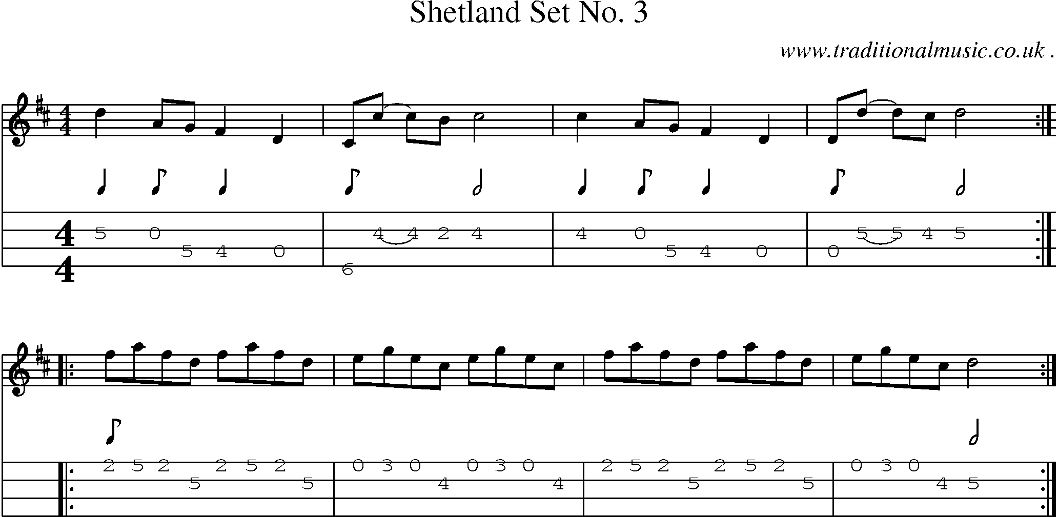 Sheet-Music and Mandolin Tabs for Shetland Set No 3