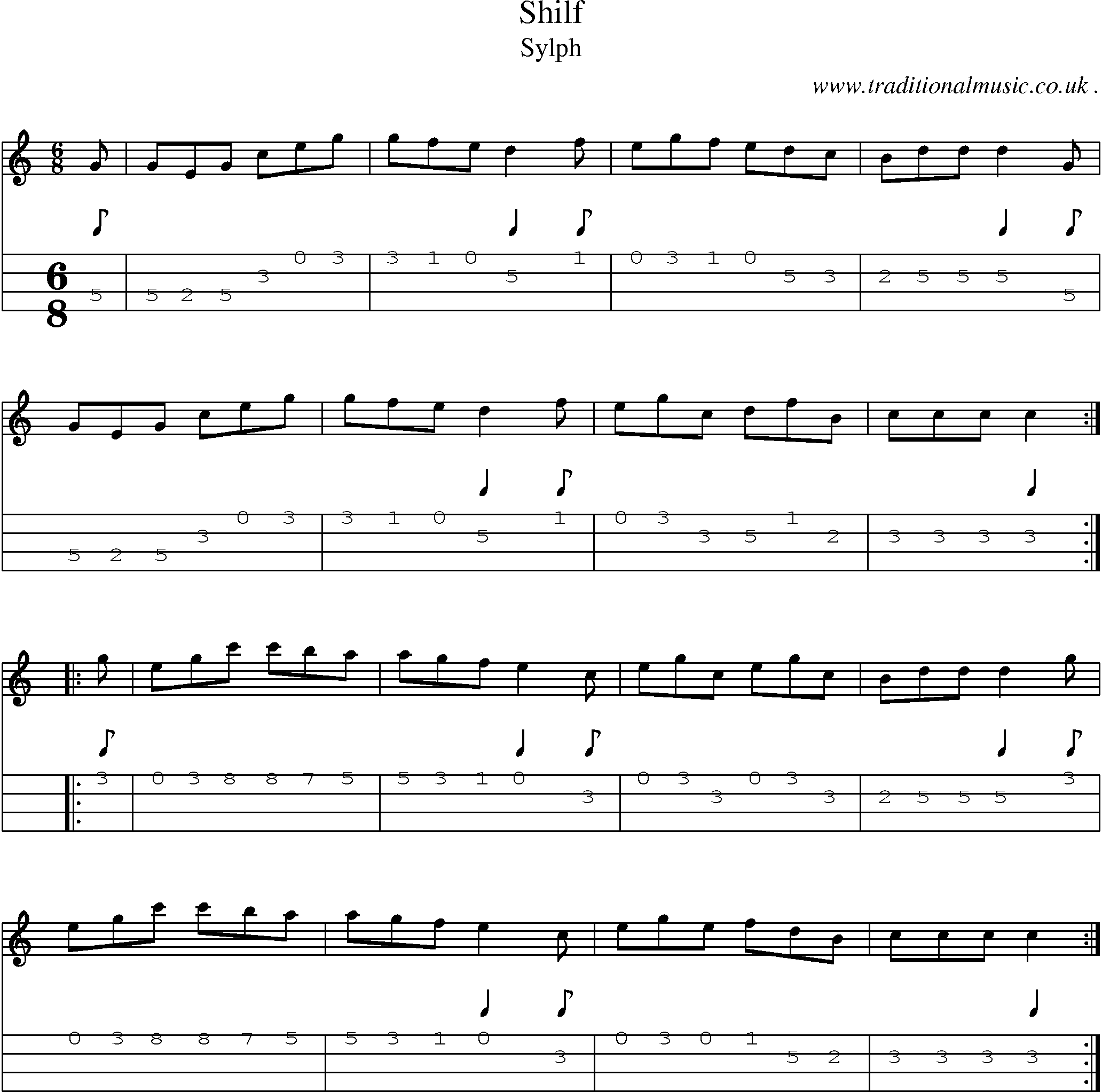 Sheet-Music and Mandolin Tabs for Shilf
