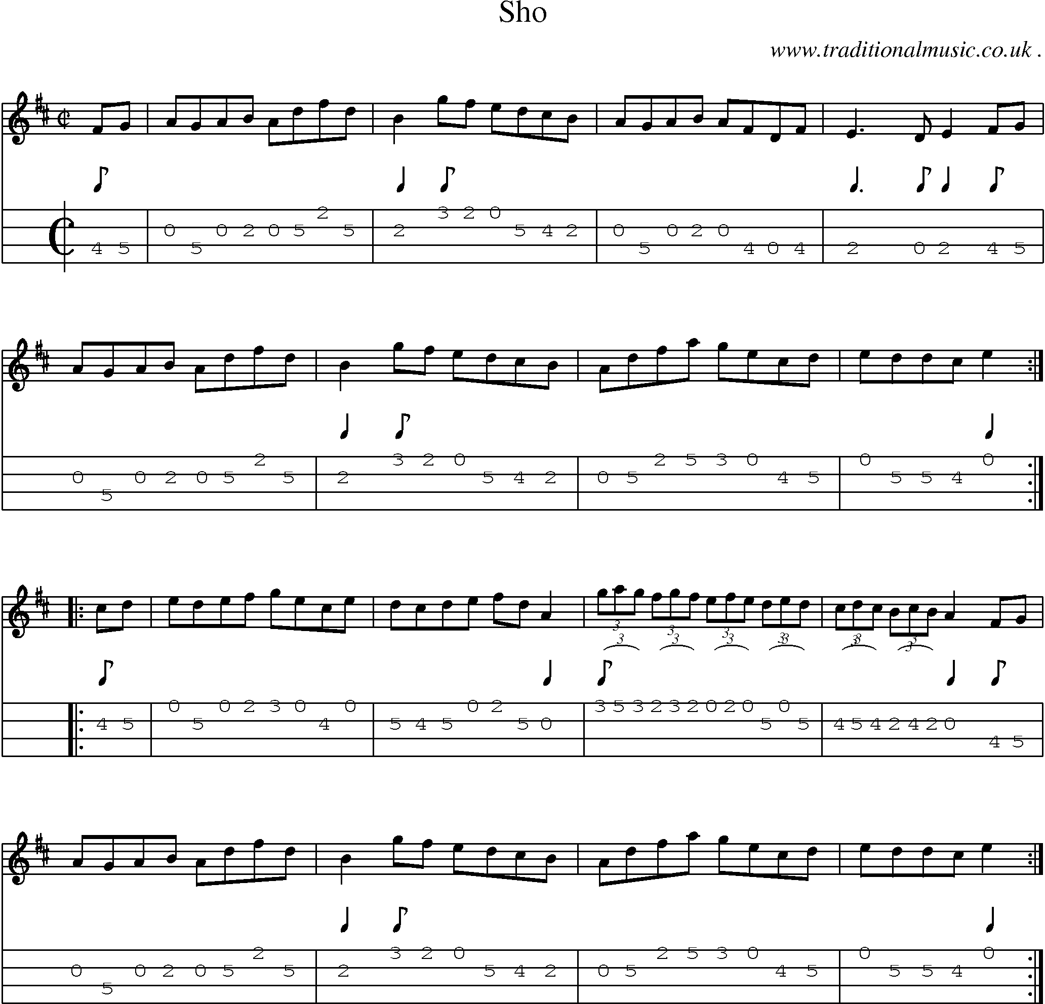 Sheet-Music and Mandolin Tabs for Sho