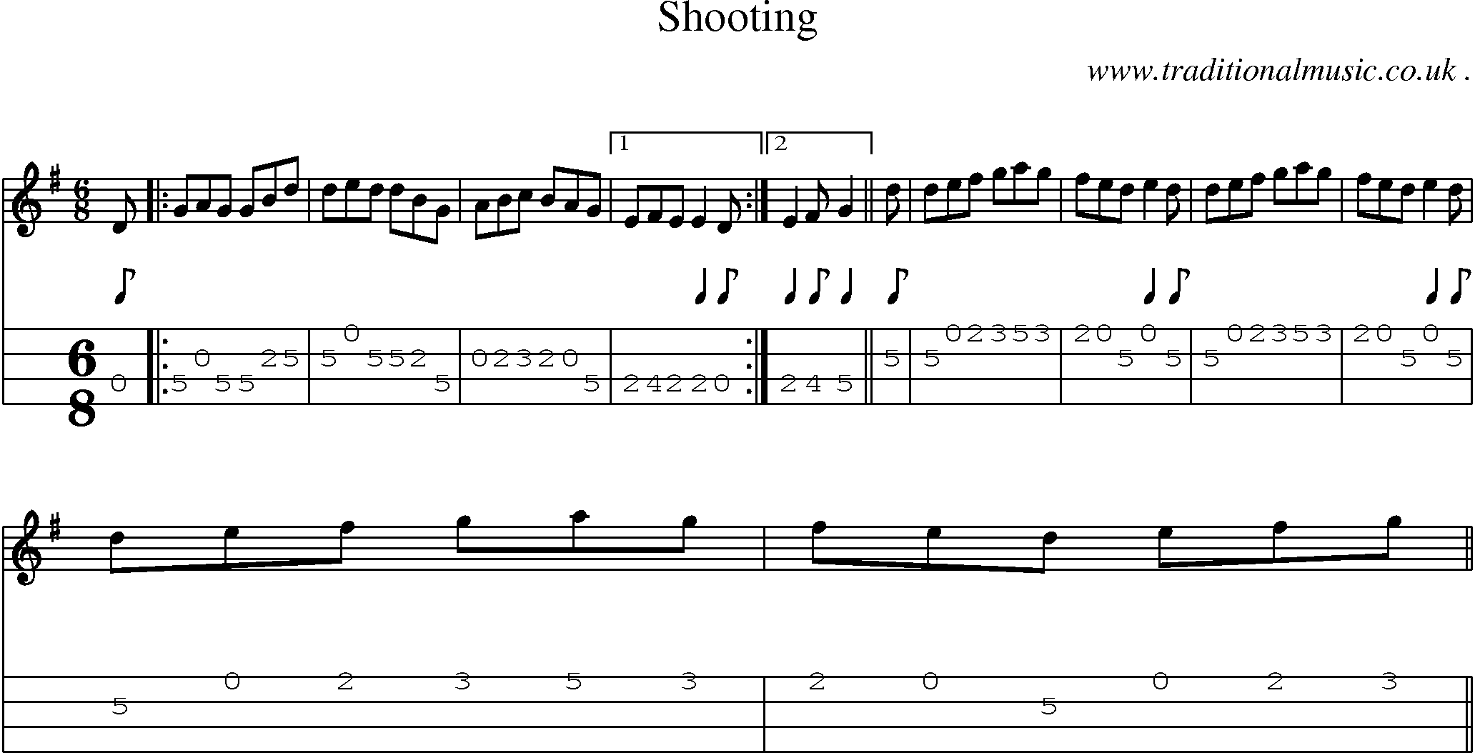 Sheet-Music and Mandolin Tabs for Shooting
