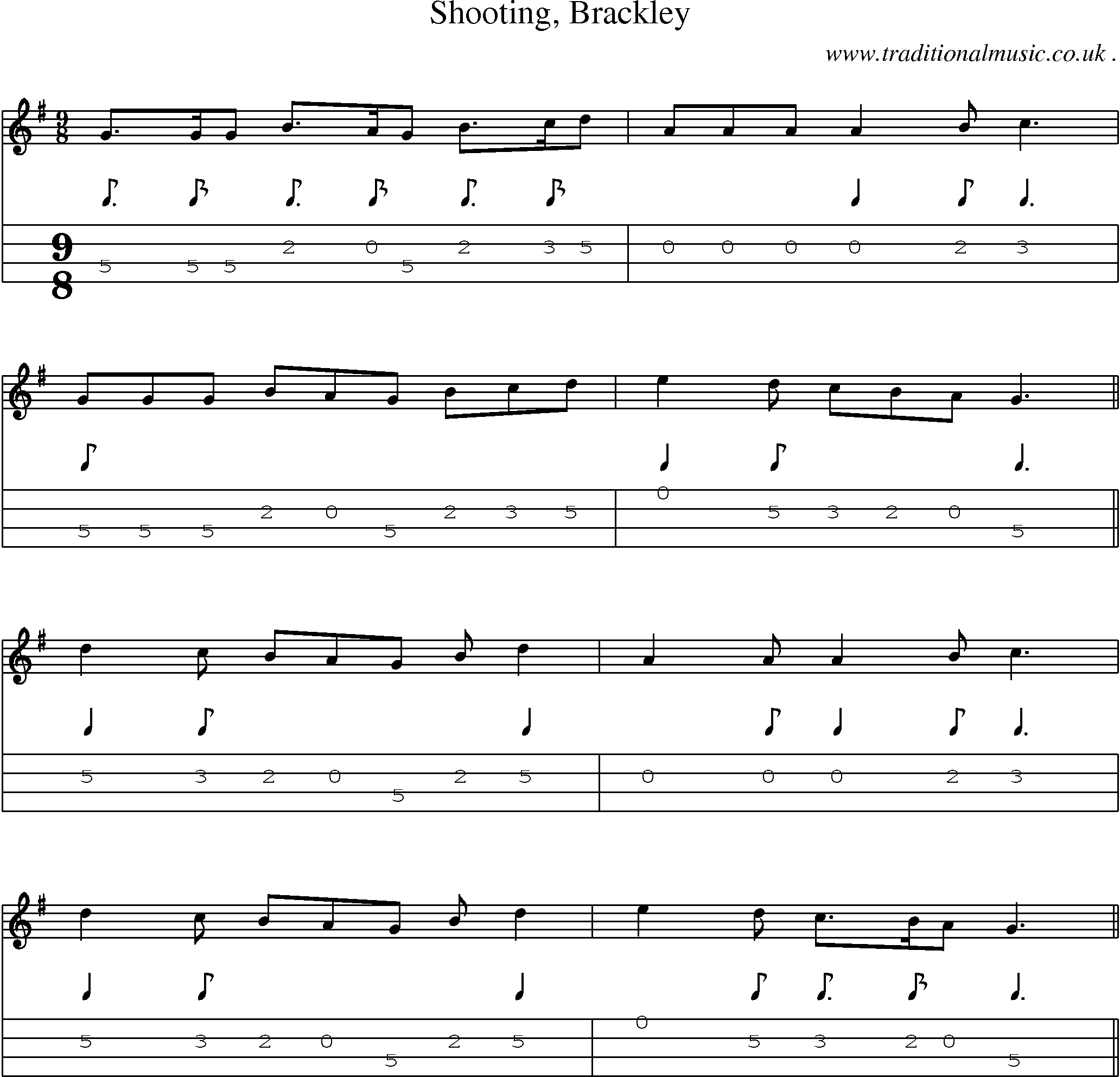 Sheet-Music and Mandolin Tabs for Shooting Brackley