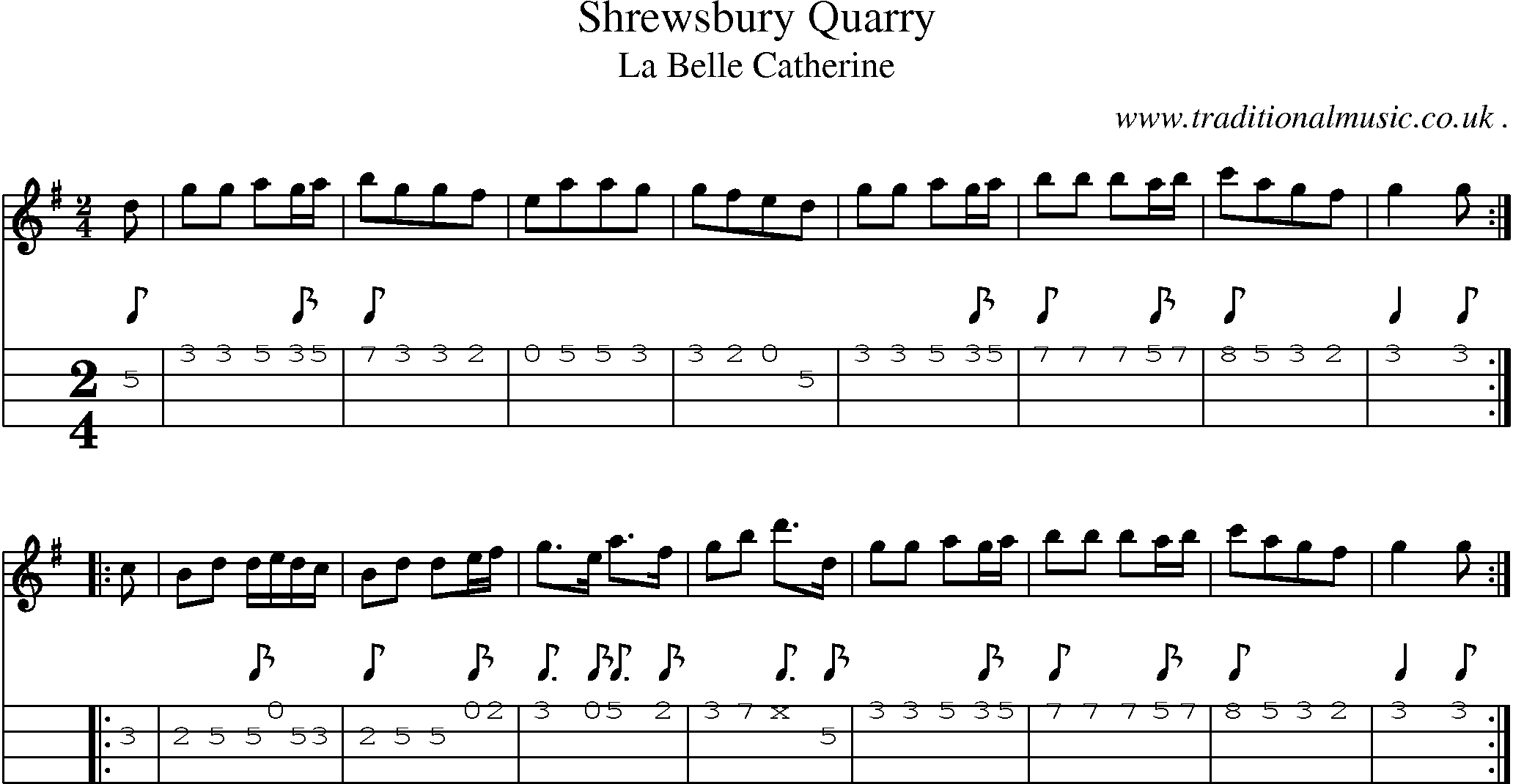 Sheet-Music and Mandolin Tabs for Shrewsbury Quarry