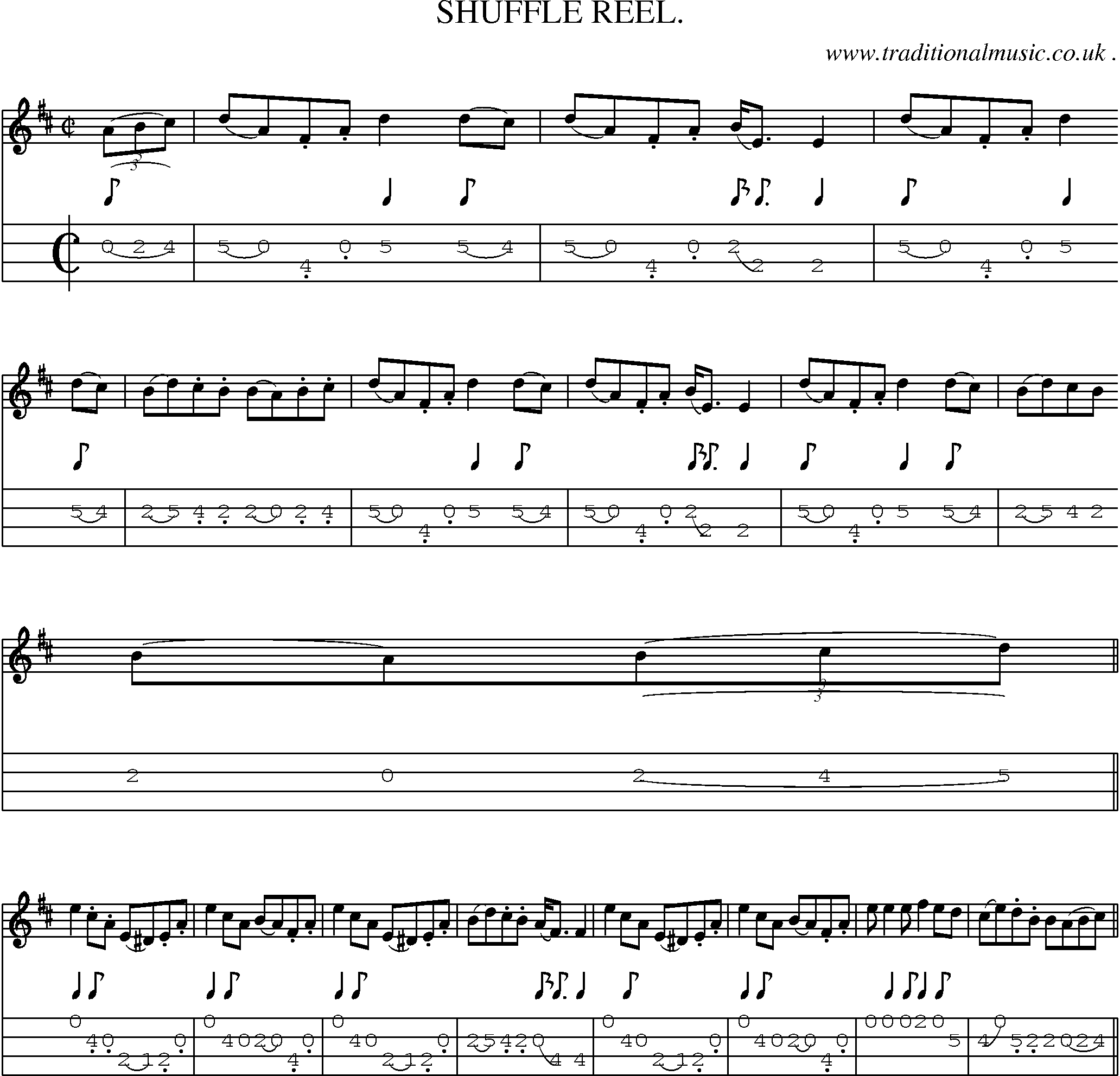 Sheet-Music and Mandolin Tabs for Shuffle Reel