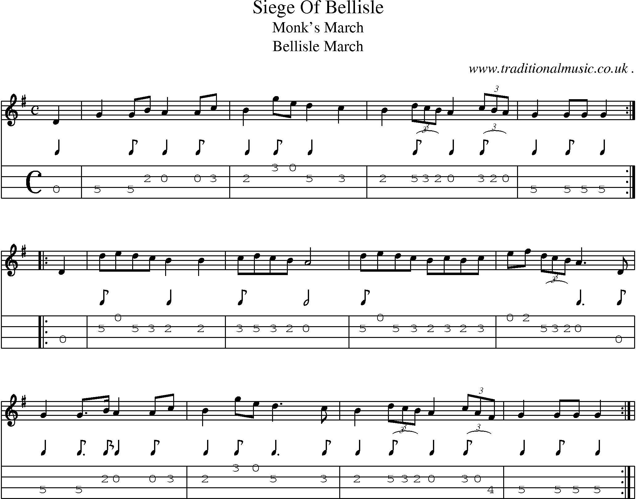 Sheet-Music and Mandolin Tabs for Siege Of Bellisle