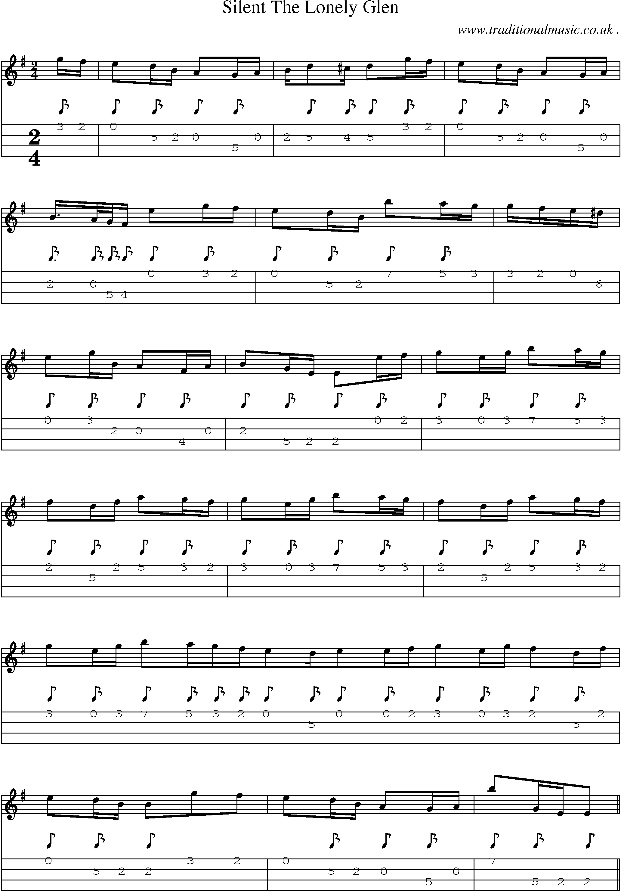 Sheet-Music and Mandolin Tabs for Silent The Lonely Glen