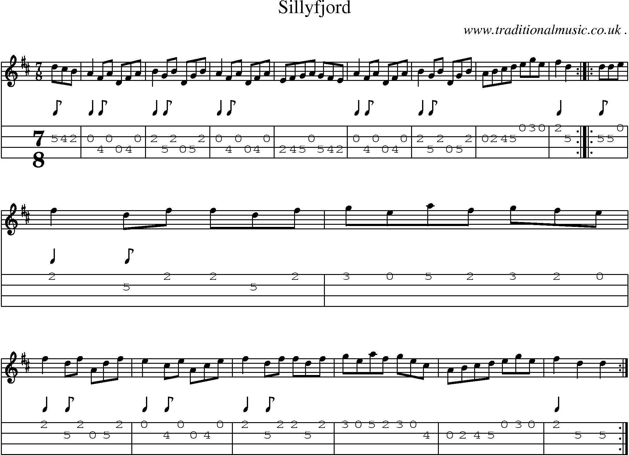 Sheet-Music and Mandolin Tabs for Sillyfjord
