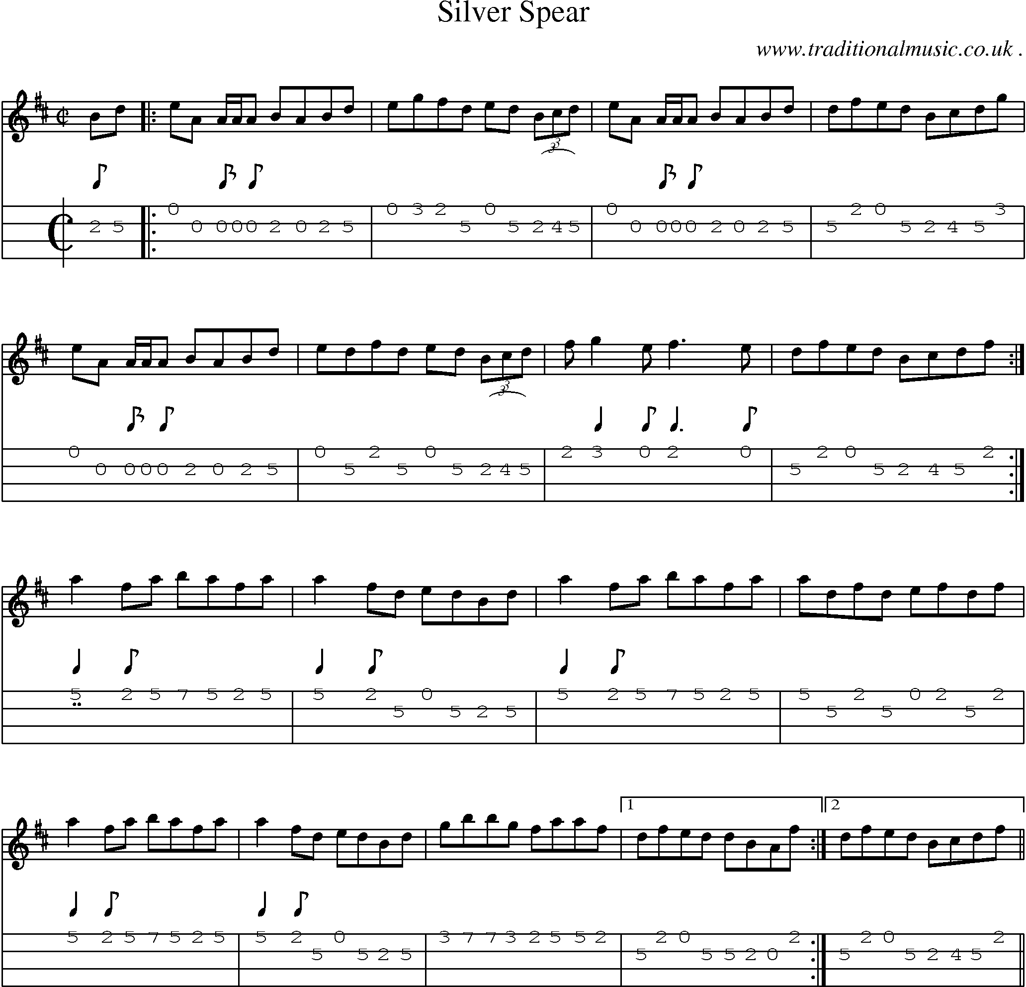 Sheet-Music and Mandolin Tabs for Silver Spear