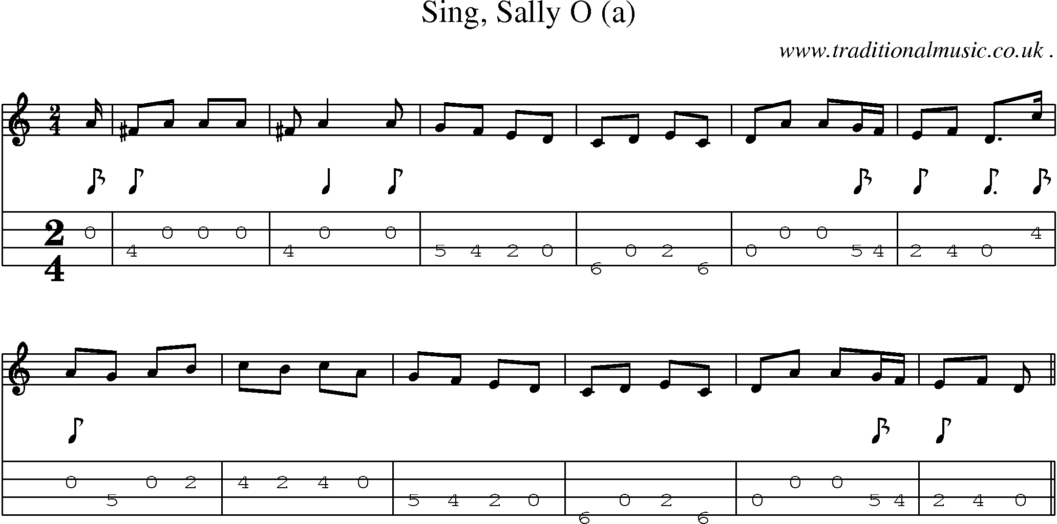 Sheet-Music and Mandolin Tabs for Sing Sally O (a)