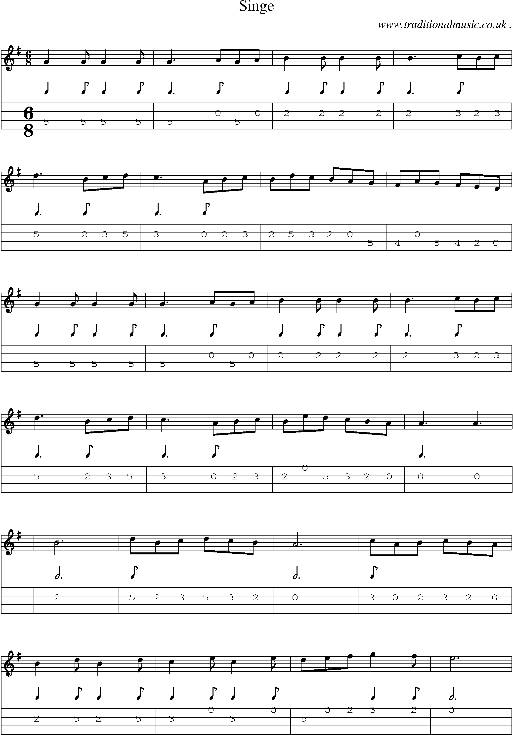 Sheet-Music and Mandolin Tabs for Singe